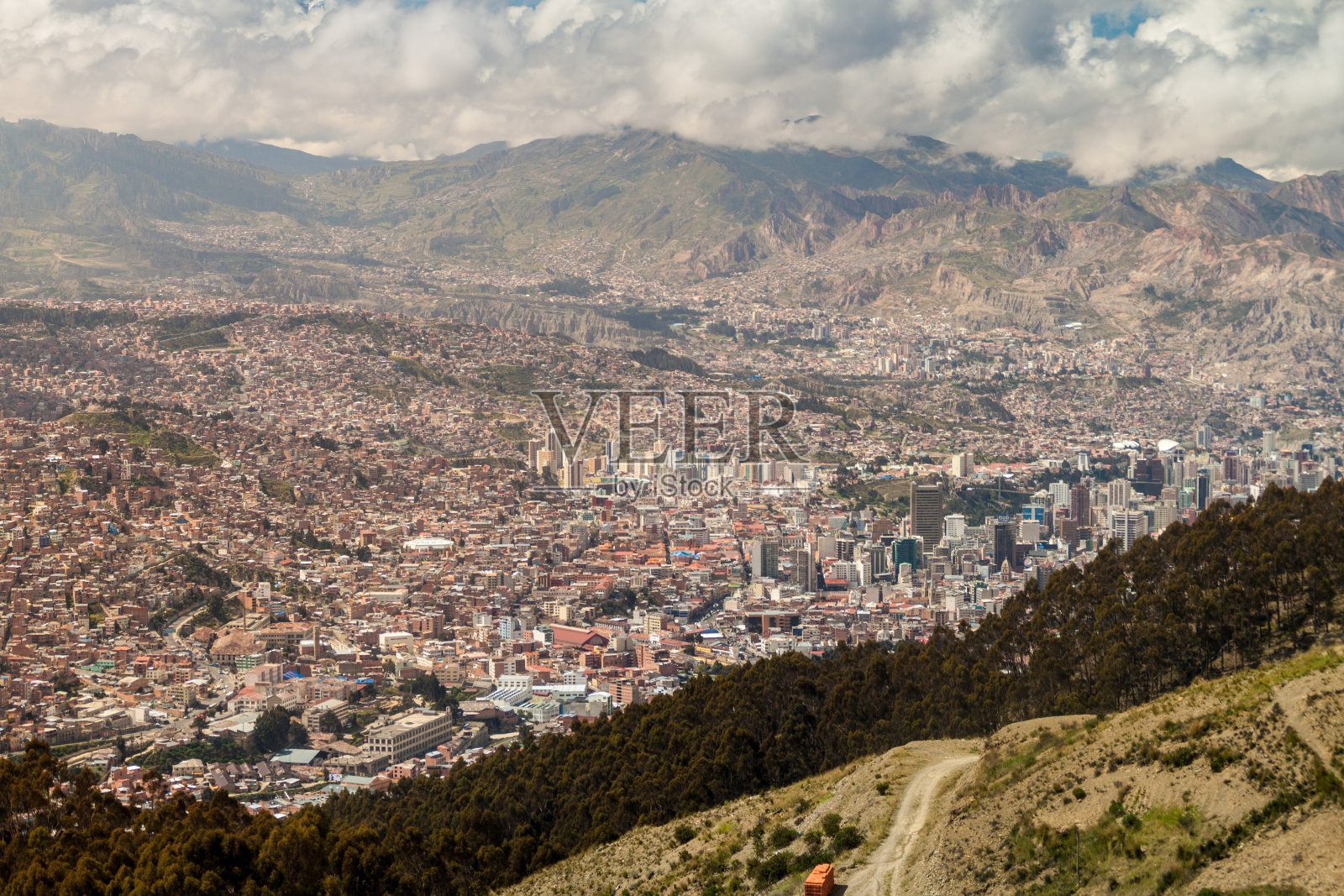鸟瞰图拉巴斯，玻利维亚照片摄影图片