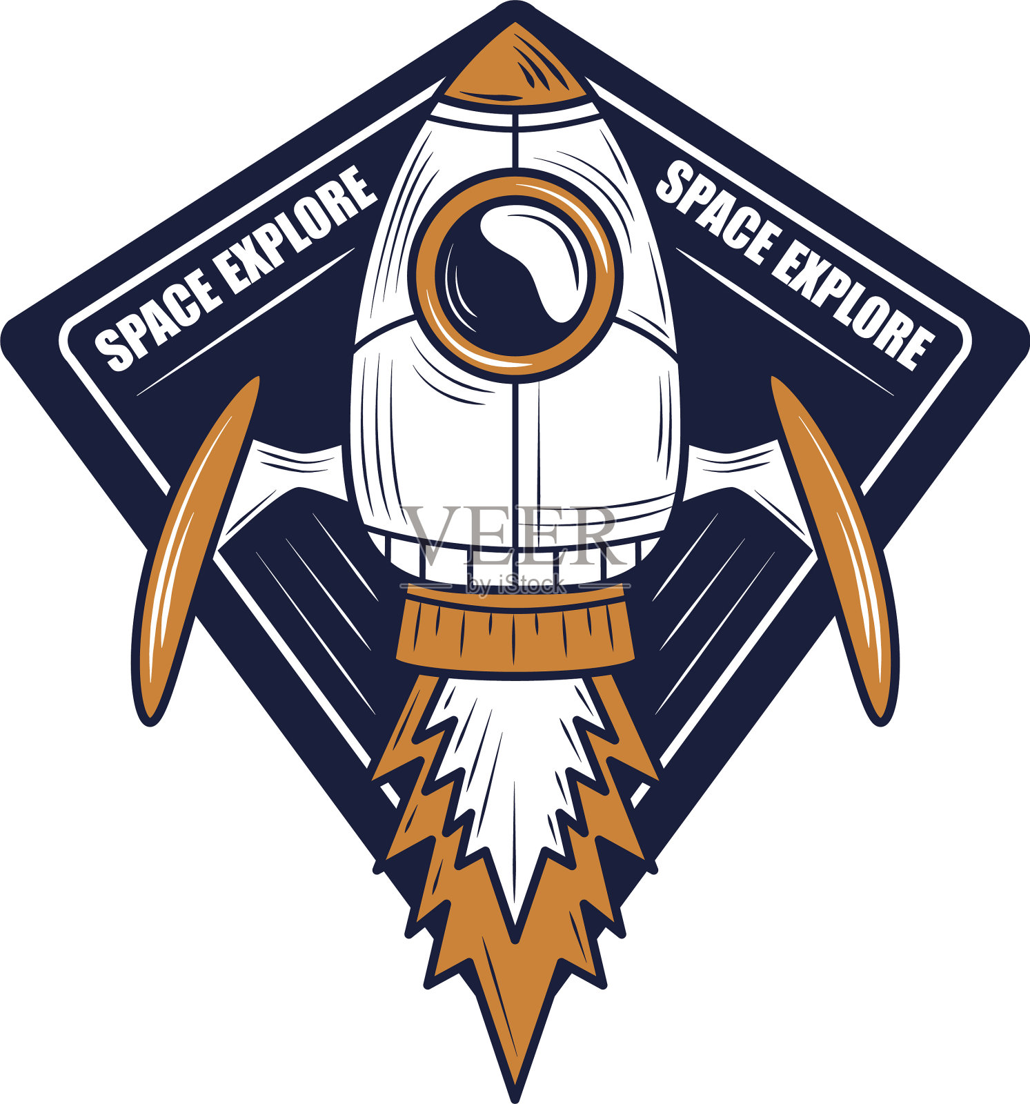 宇宙飞船发射探索徽章图标设计元素图片