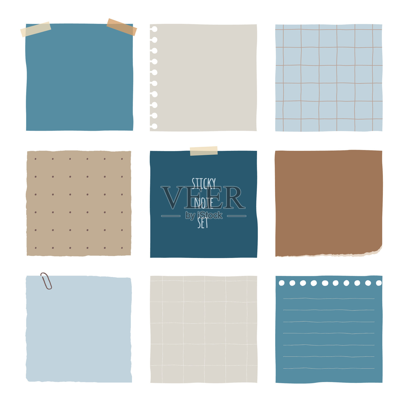 收集各种纸条、彩纸、粘纸插画图片素材