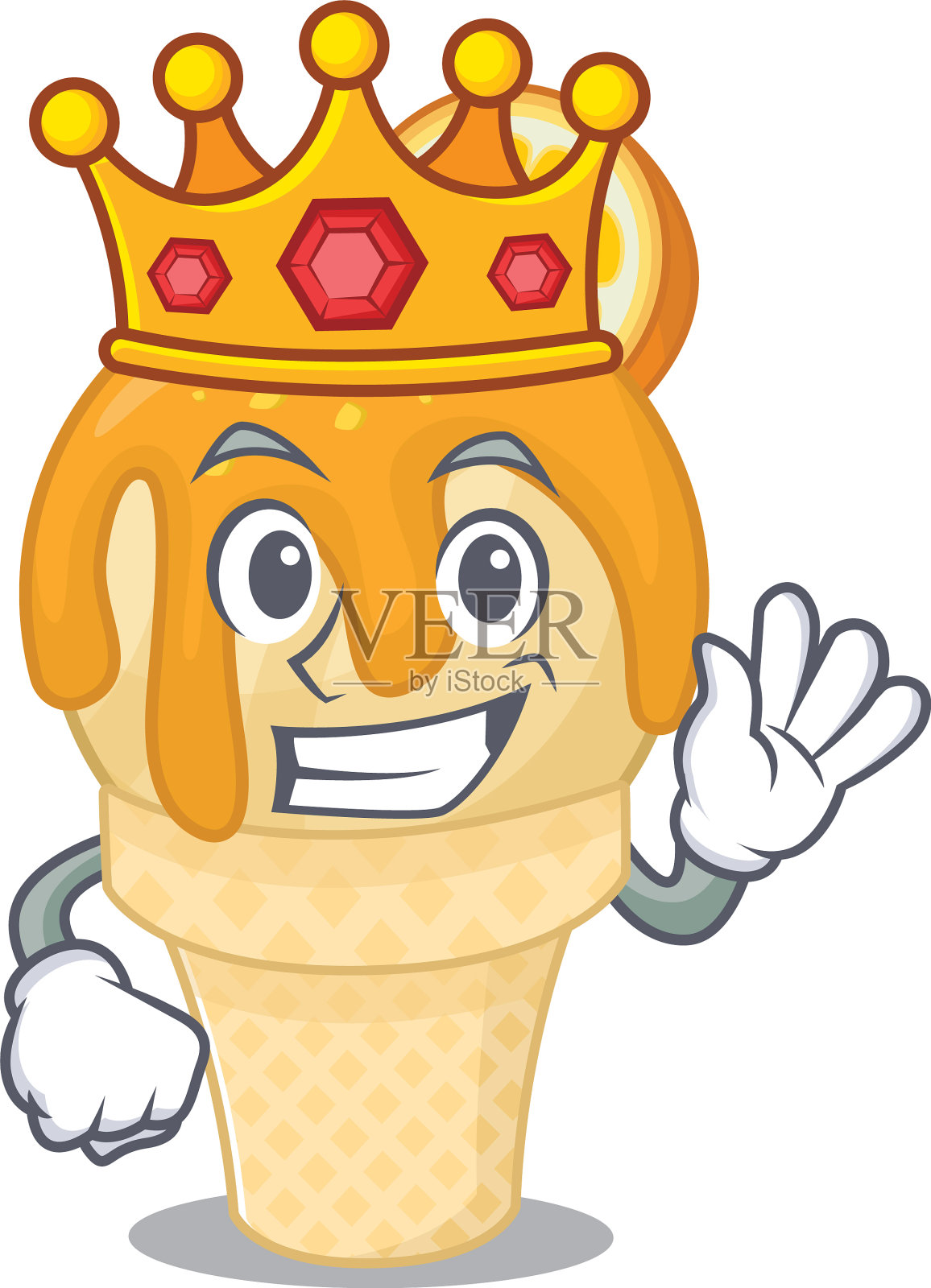 一个聪明的国王橙色冰淇淋吉祥物设计设计元素图片