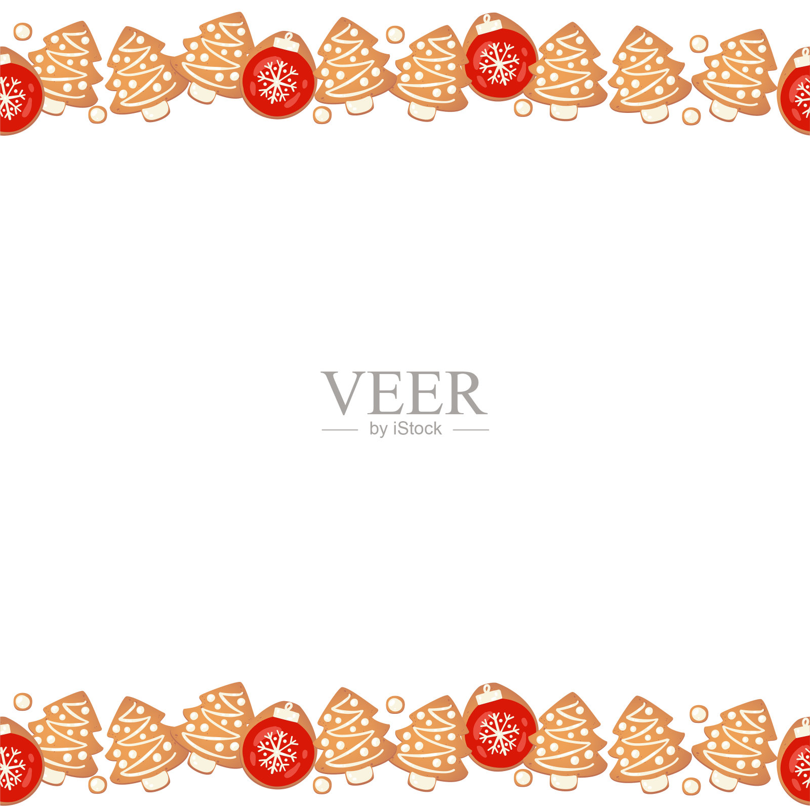 圣诞姜饼曲奇无缝边境隔离。插画图片素材