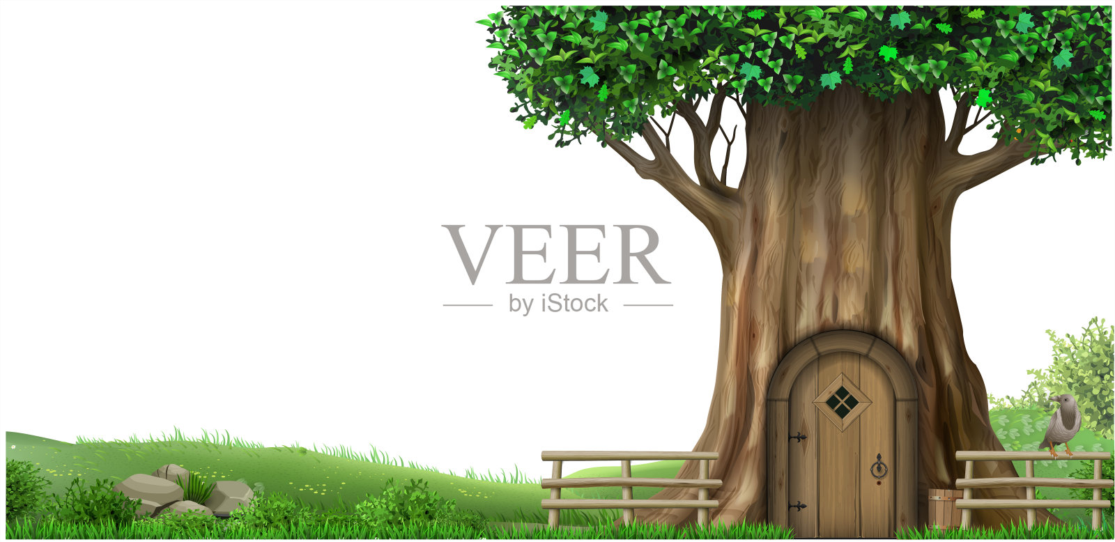 有树屋的美妙风景插画图片素材