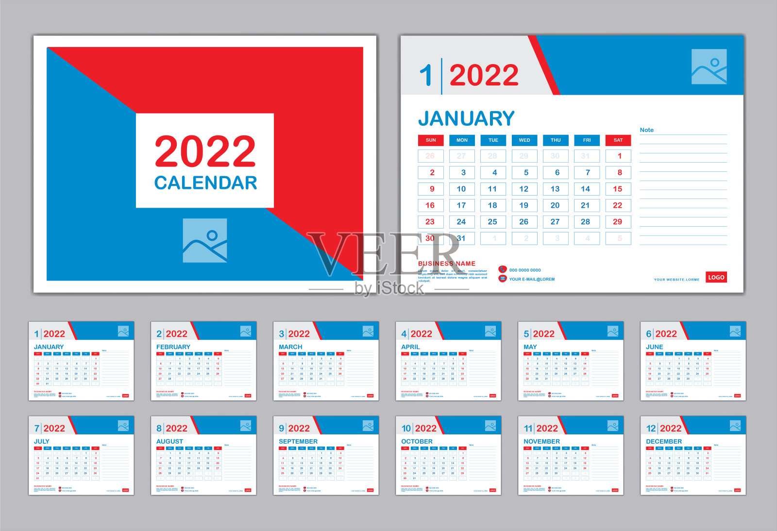 日历2022模板，设置桌面日历2022设计，设置12个月，规划师，墙壁日历设计，周从周一开始，封面设计，海报，广告，专业业务模板设计模板素材