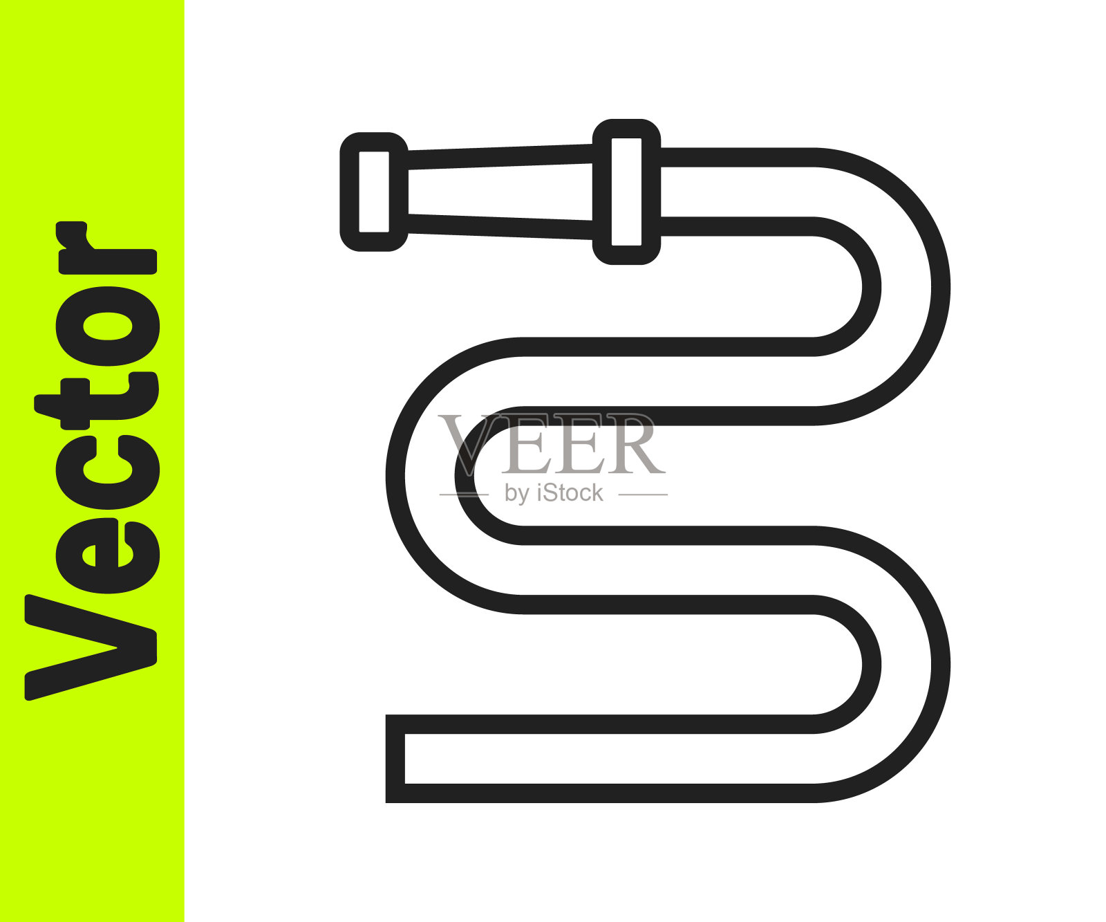 黑线消防水带卷轴图标孤立在白色背景上。向量插画图片素材