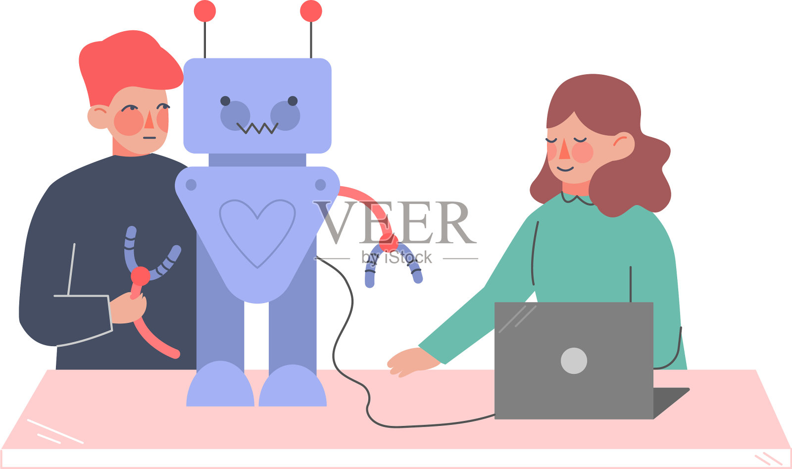 儿童组装和编程机器人年轻设计元素图片