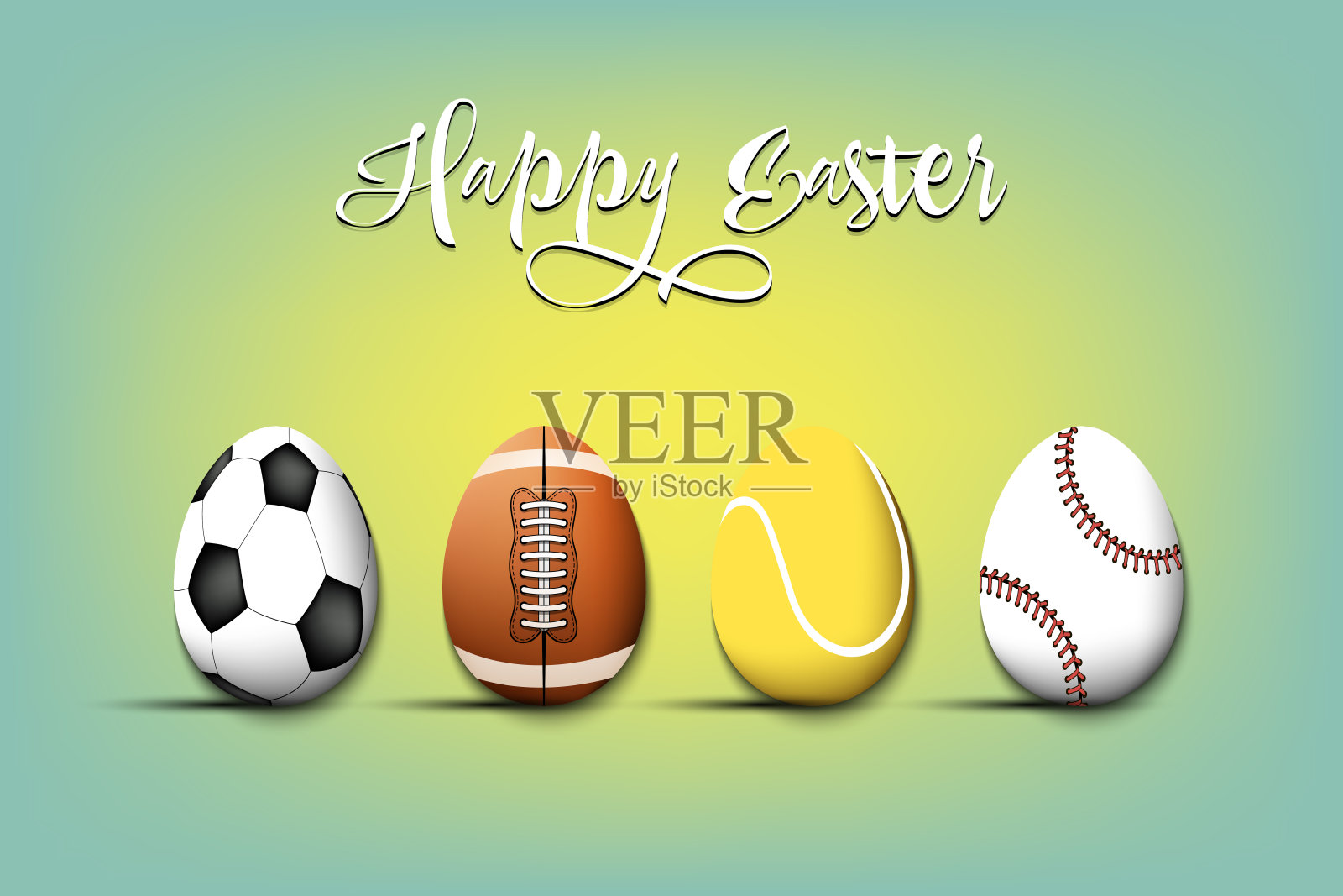 复活节快乐。把鸡蛋做成运动球插画图片素材