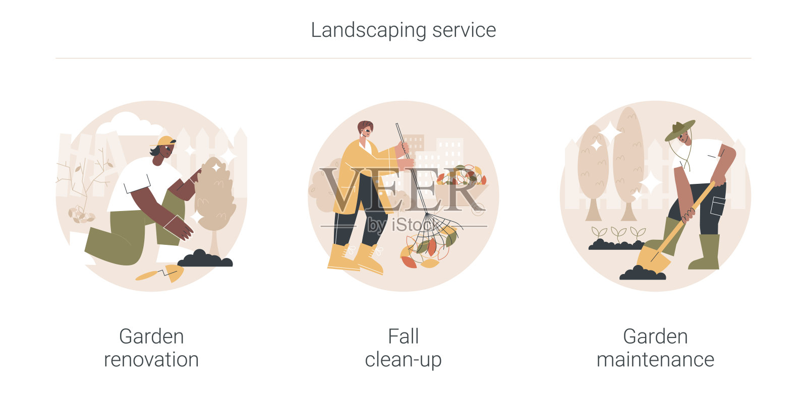 园林绿化服务抽象概念矢量插图。设计元素图片