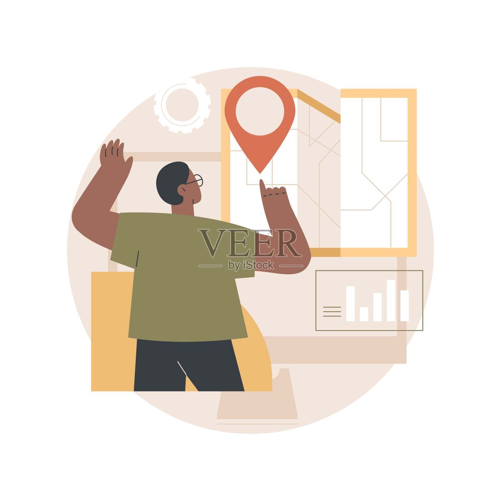 局部SEO抽象概念矢量图解。插画图片素材