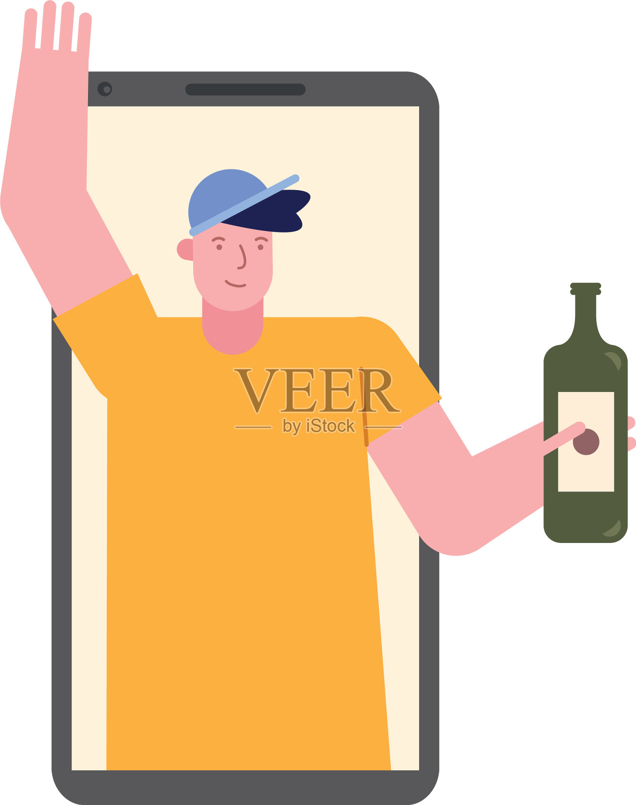 年轻人拿着酒瓶在庆祝设计元素图片