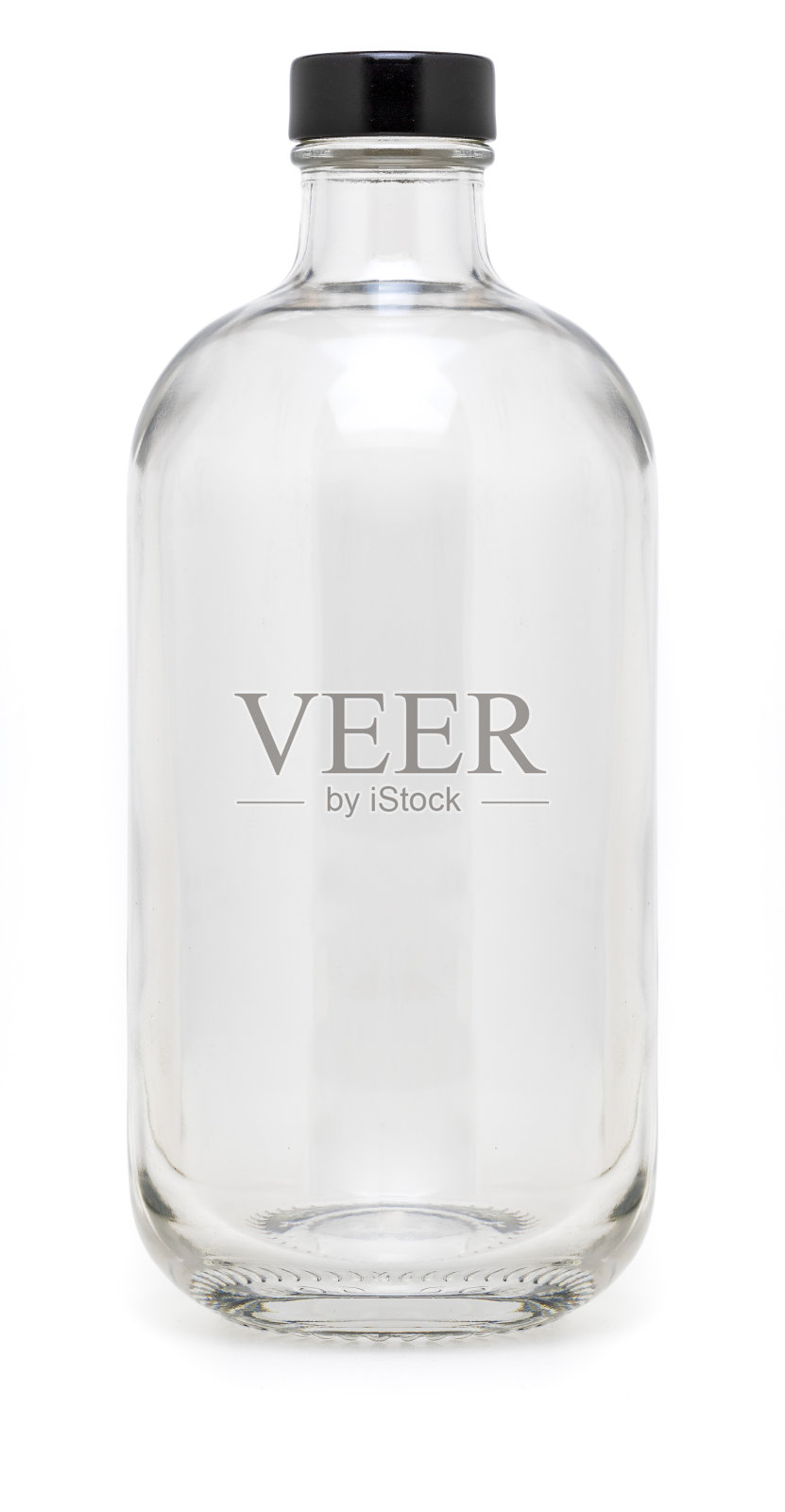 500毫升金属瓶盖玻璃瓶，无标签，白色背景隔离。照片摄影图片