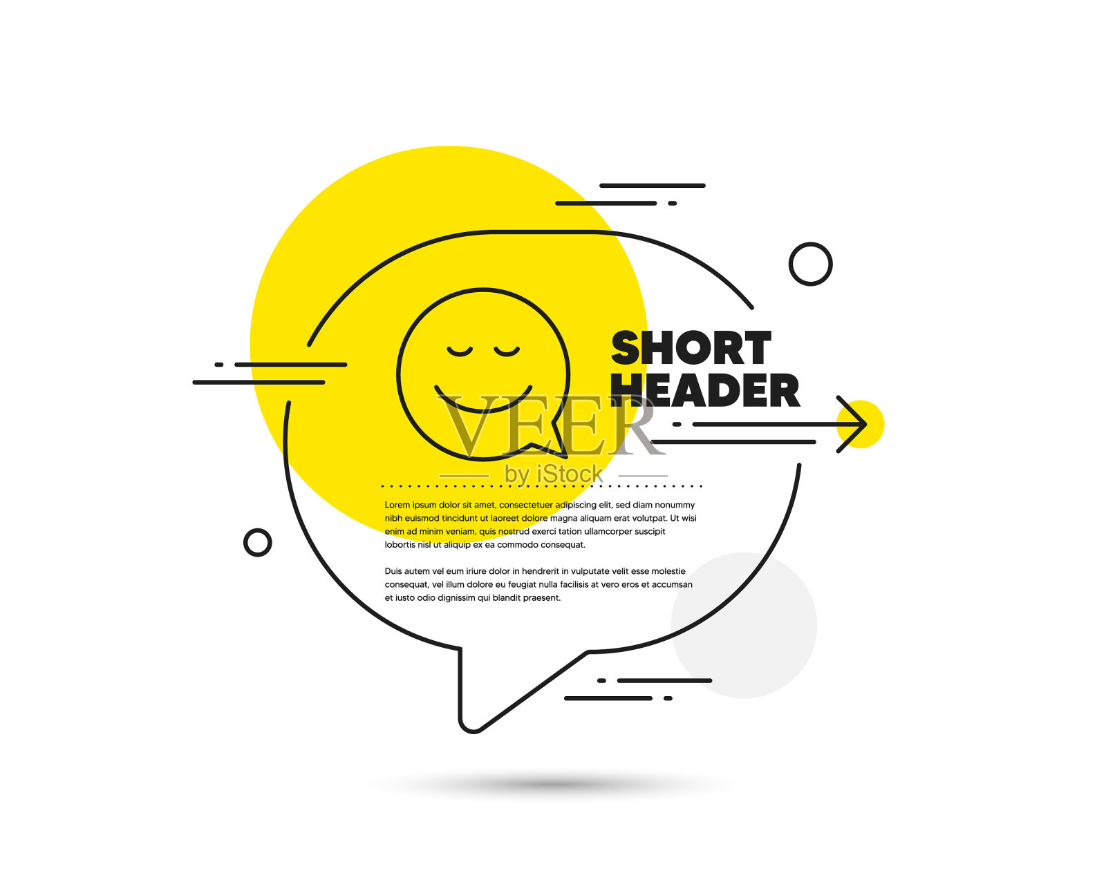 喜剧演讲泡泡与微笑线图标设计元素图片