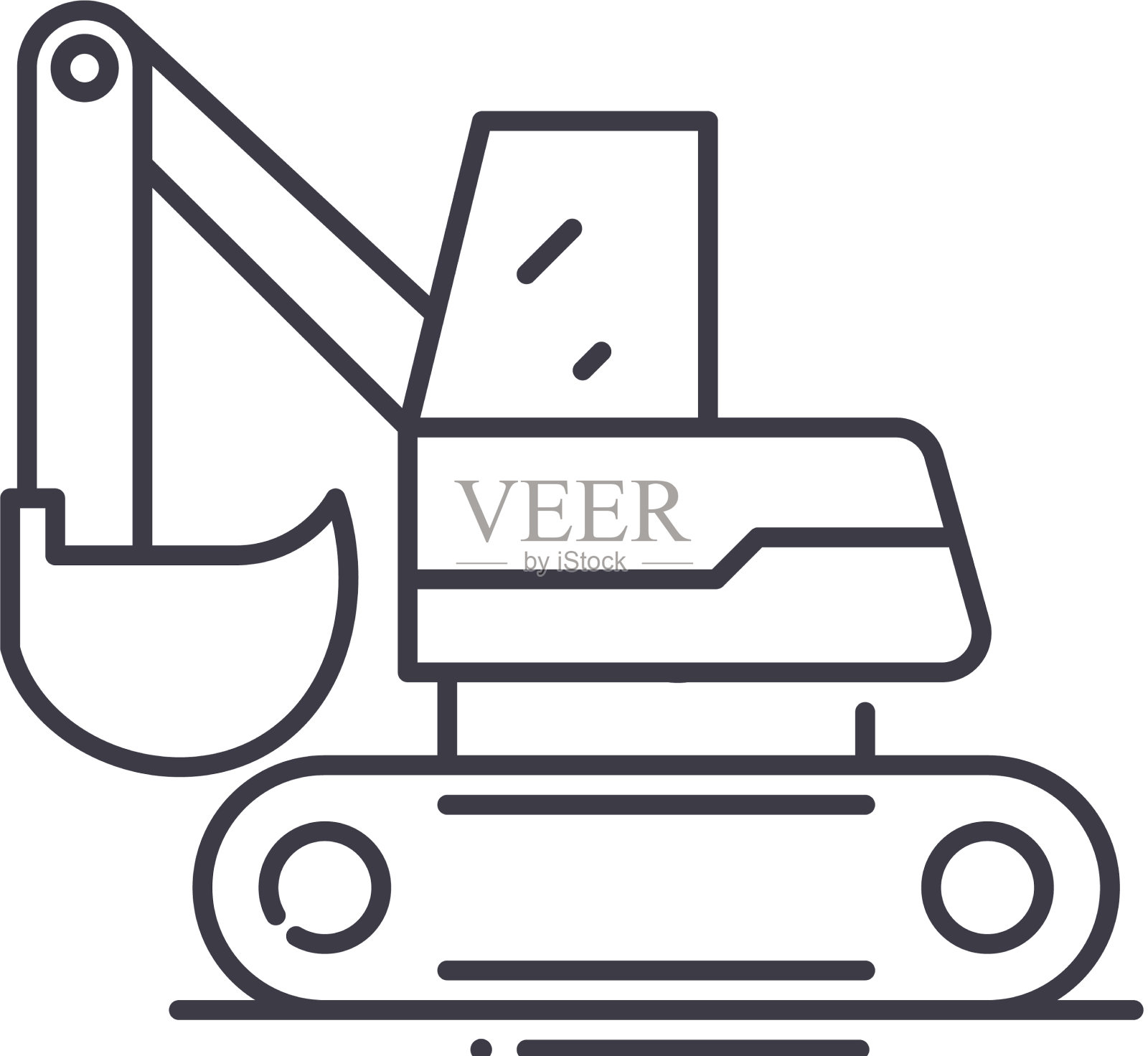 挖掘机图标线性隔离设计元素图片