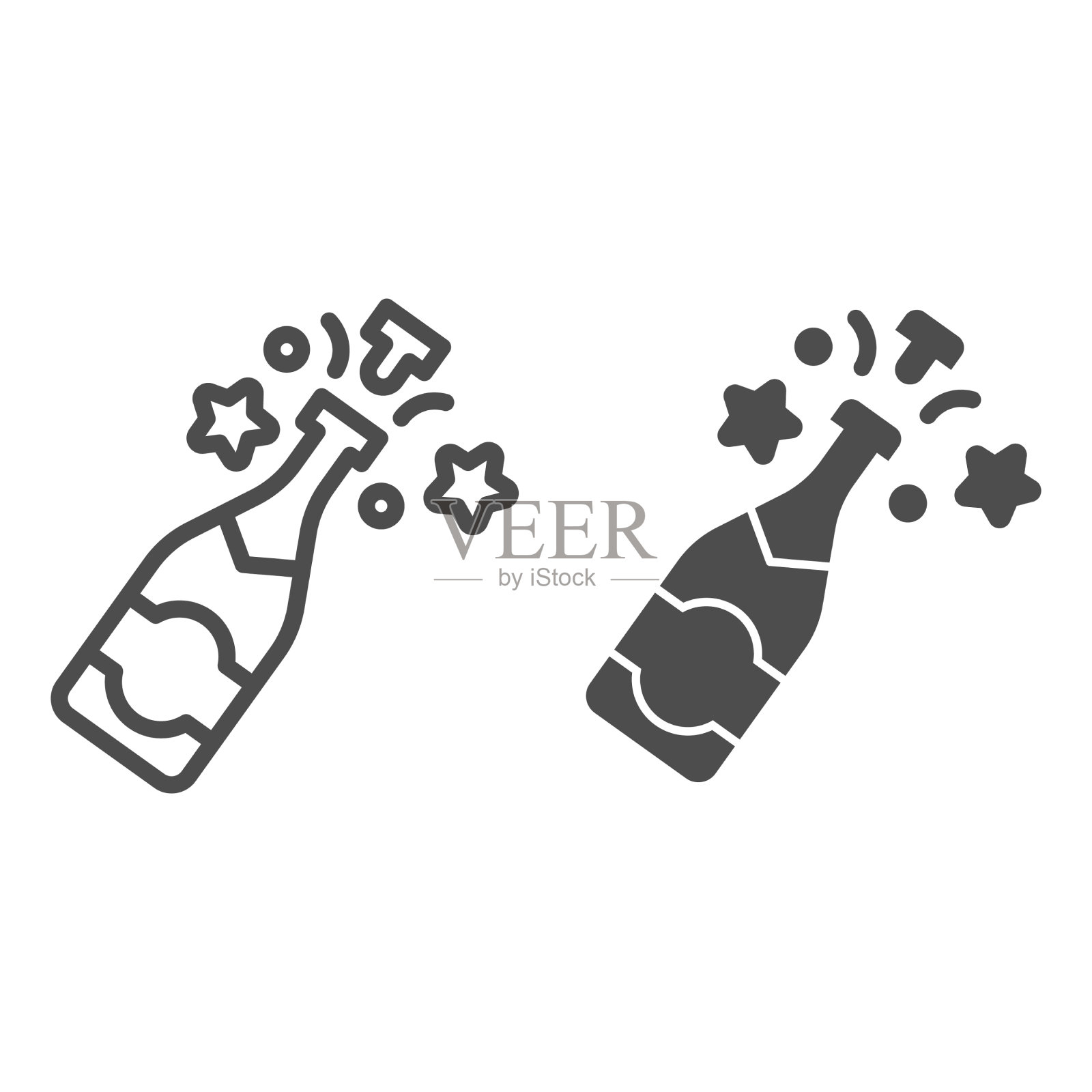 香槟瓶系列和固体图标圣诞节插画图片素材