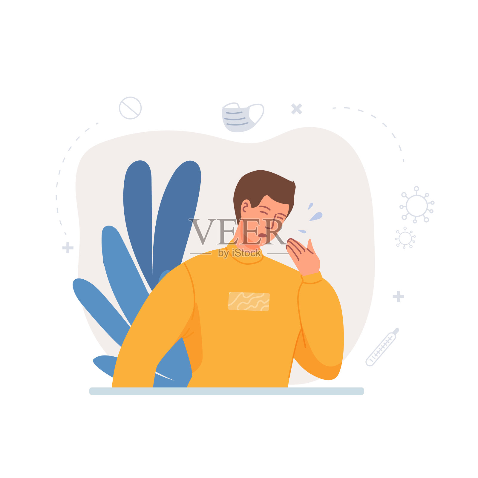 扁平的卡通病人角色插画图片素材