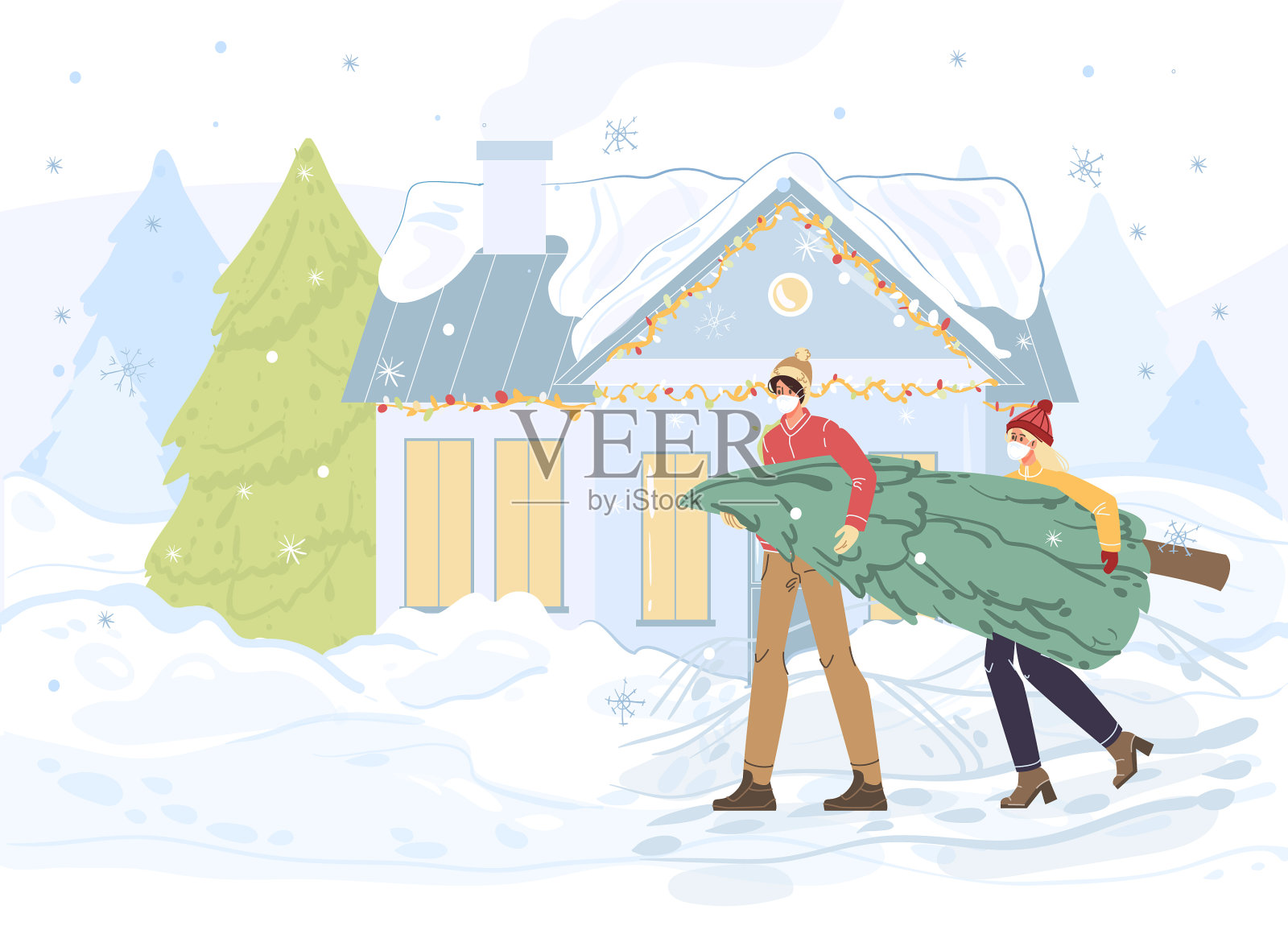 扁平卡通人物节日快乐插画图片素材