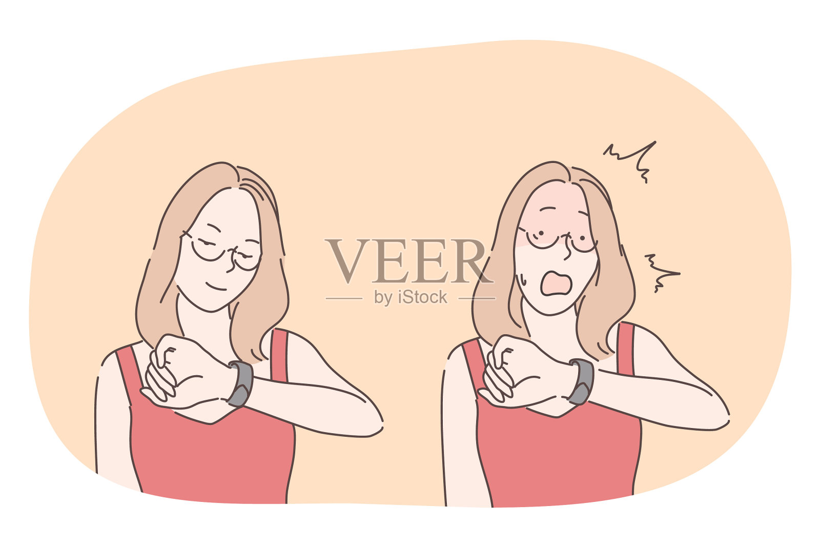 时间时钟手表迟到的概念设计元素图片