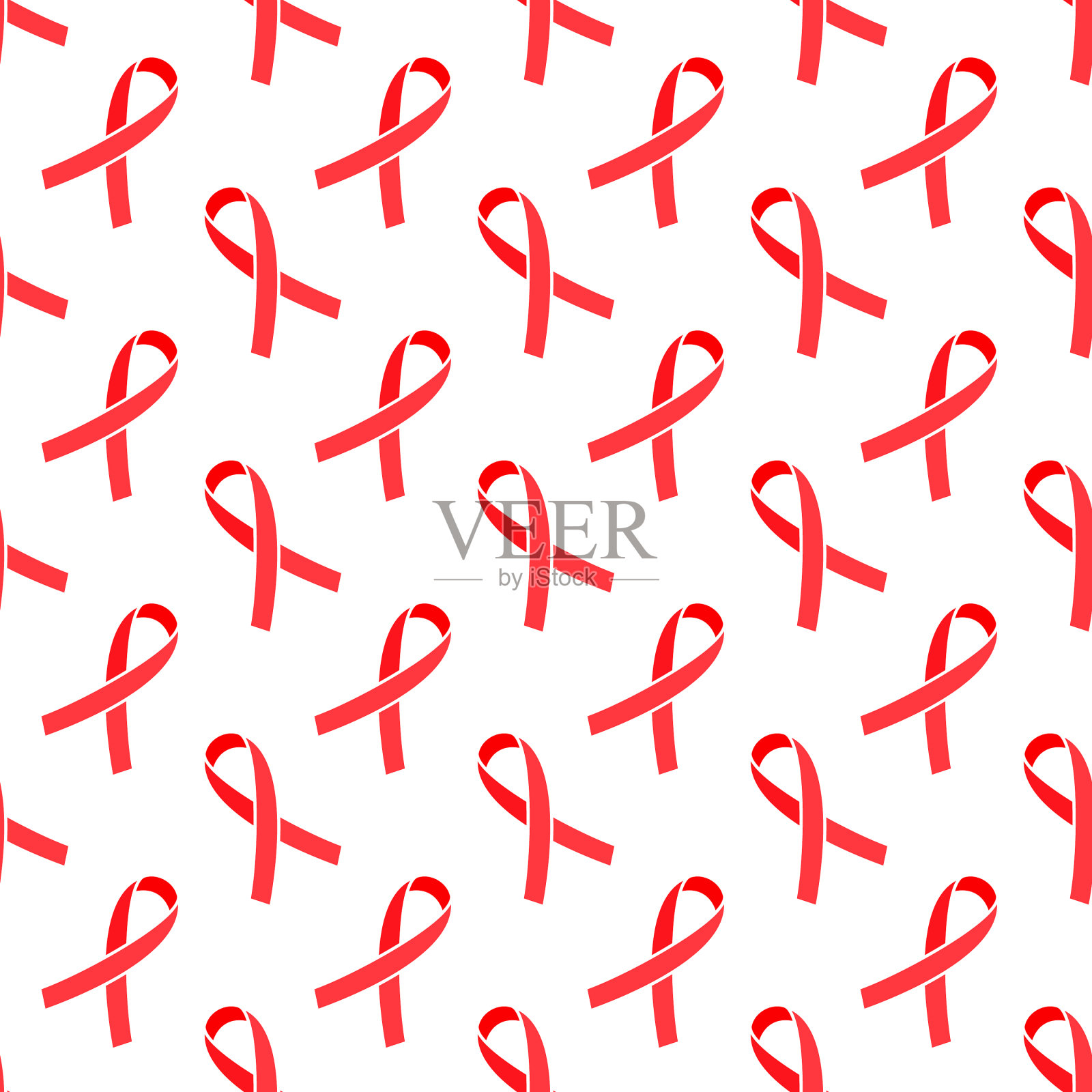 无缝几何图案与红丝带插画图片素材