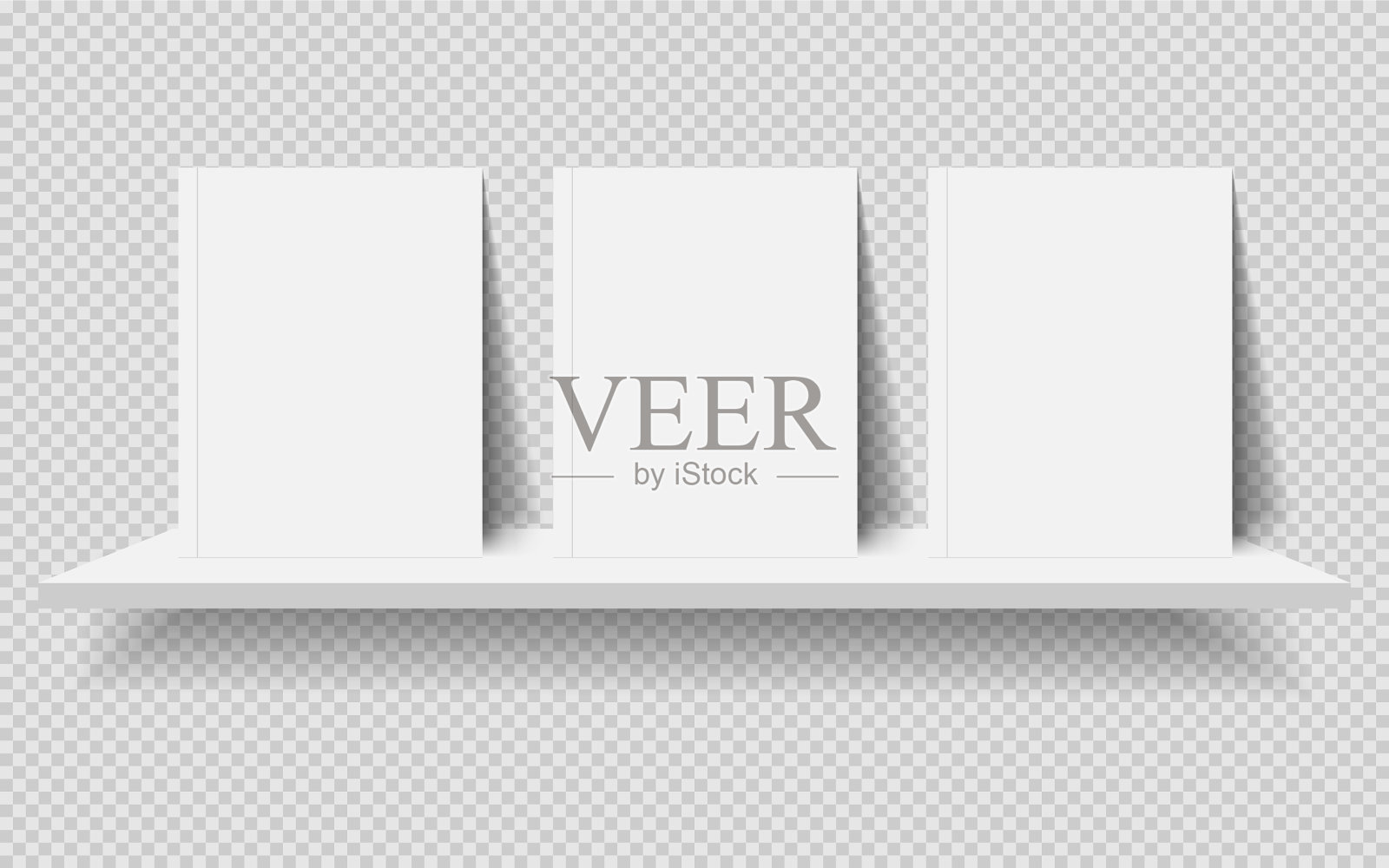 三本白色的书放在一个白色的架子上插画图片素材