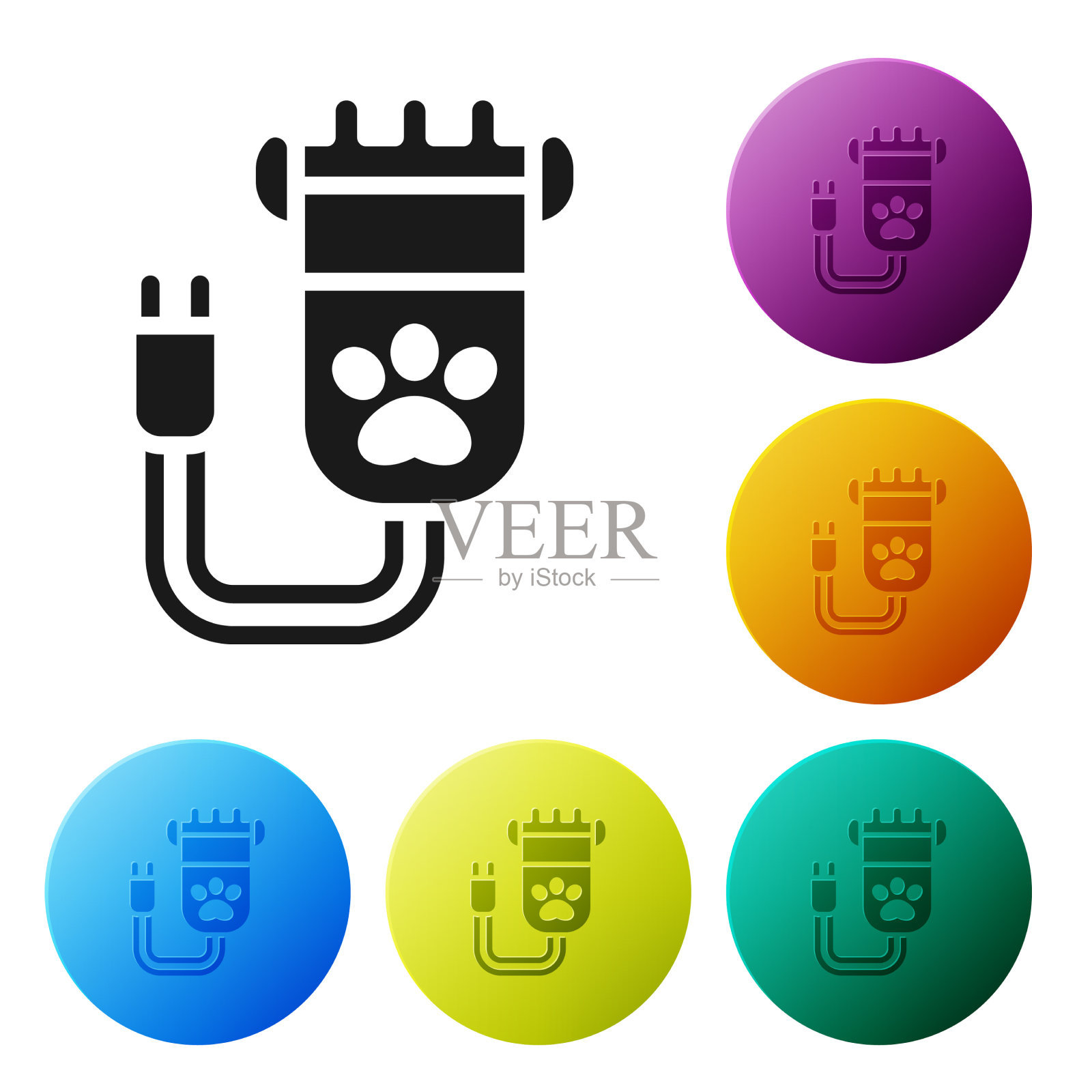 用于宠物美容的黑色理发器配件图标素材