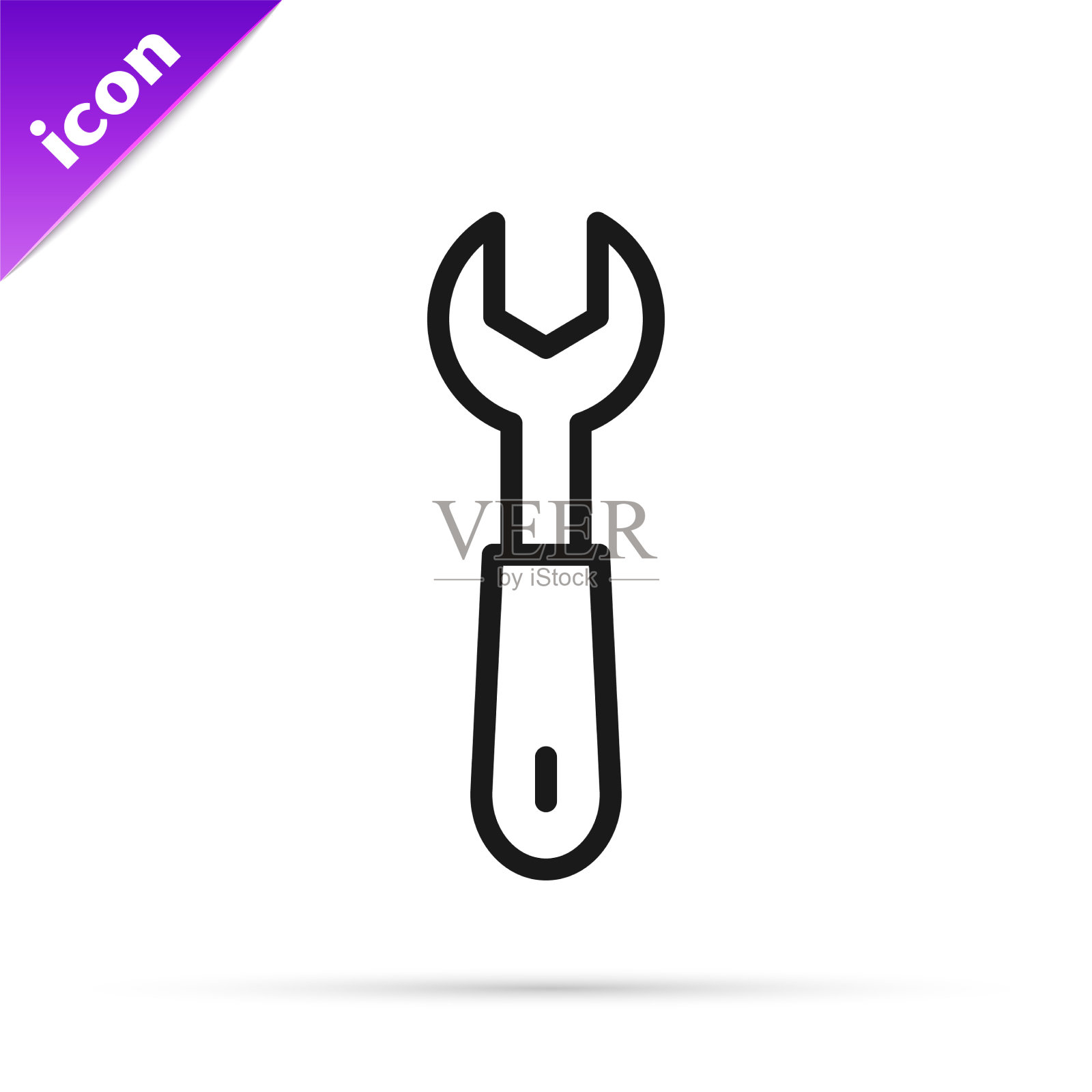 黑线扳手扳手图标隔离在白色上图标素材