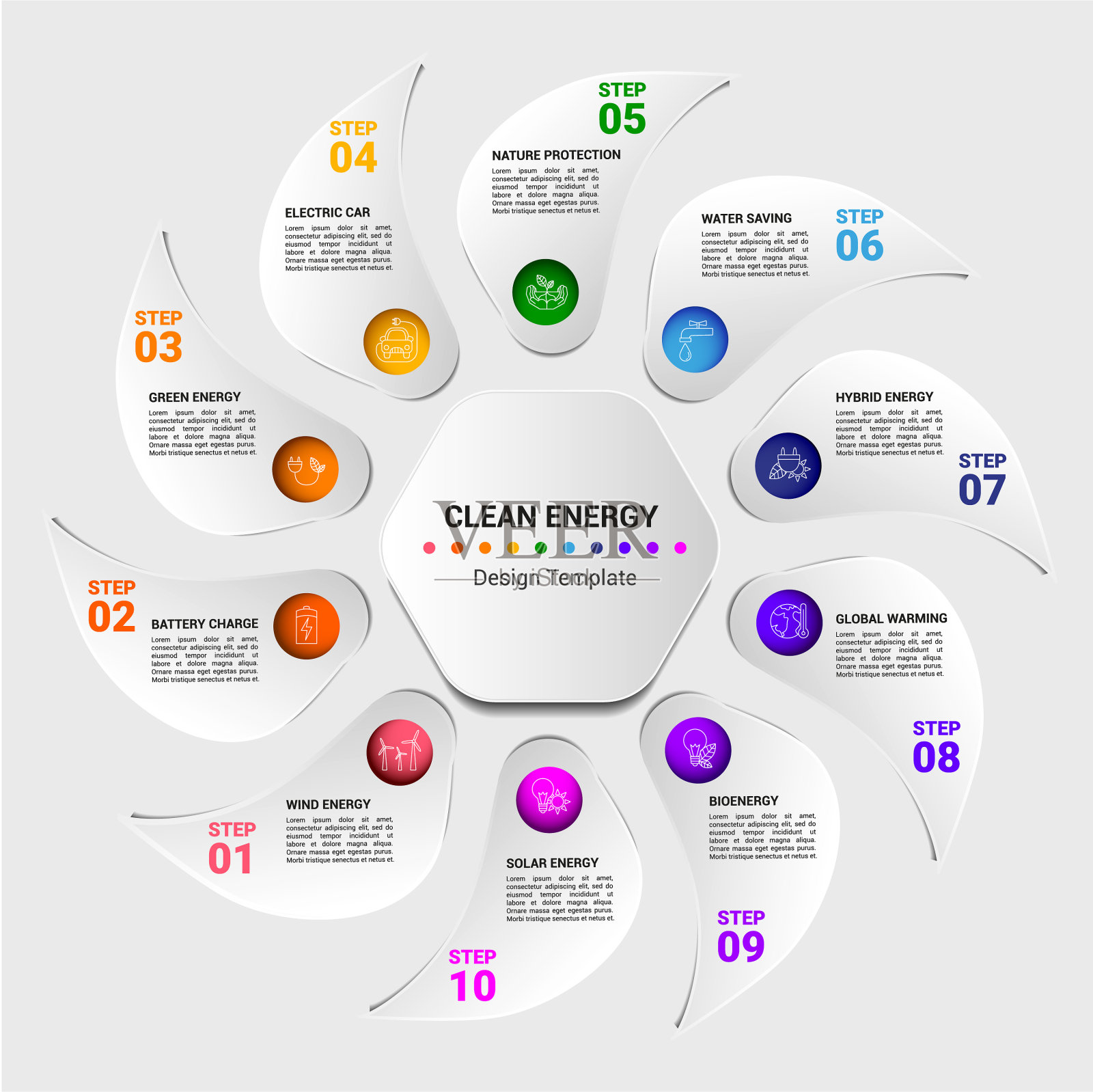 信息图表清洁能源模板图标插画图片素材