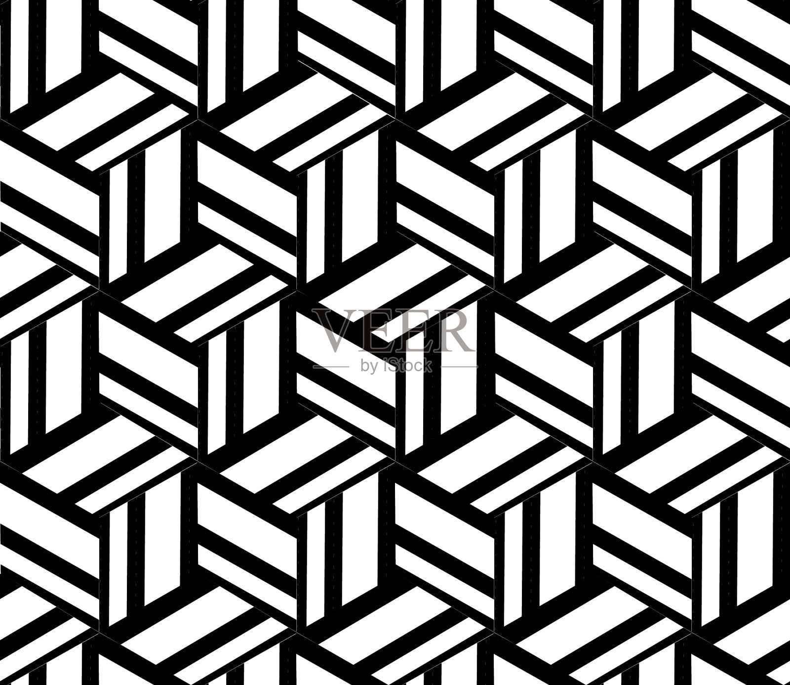 无缝模式与斜黑色段立方体插画图片素材