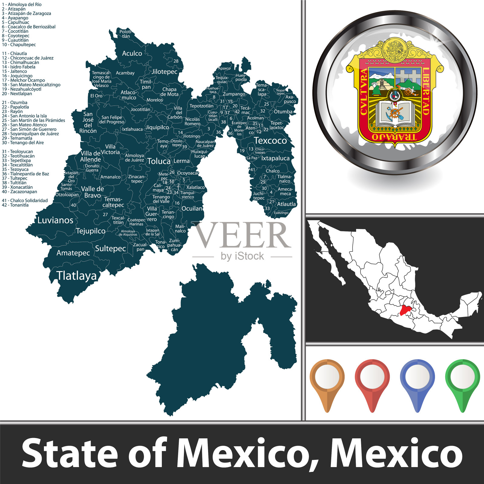 地图州墨西哥插画图片素材