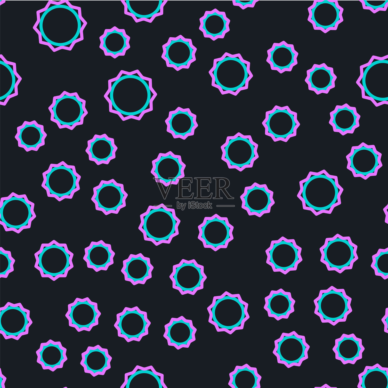 线太阳图标孤立无缝模式上的黑色插画图片素材