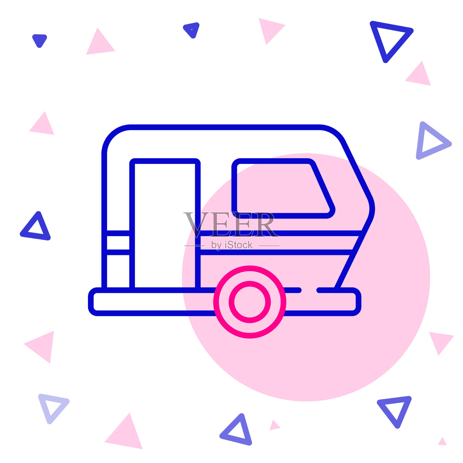 线房车露营拖车图标孤立在白色插画图片素材