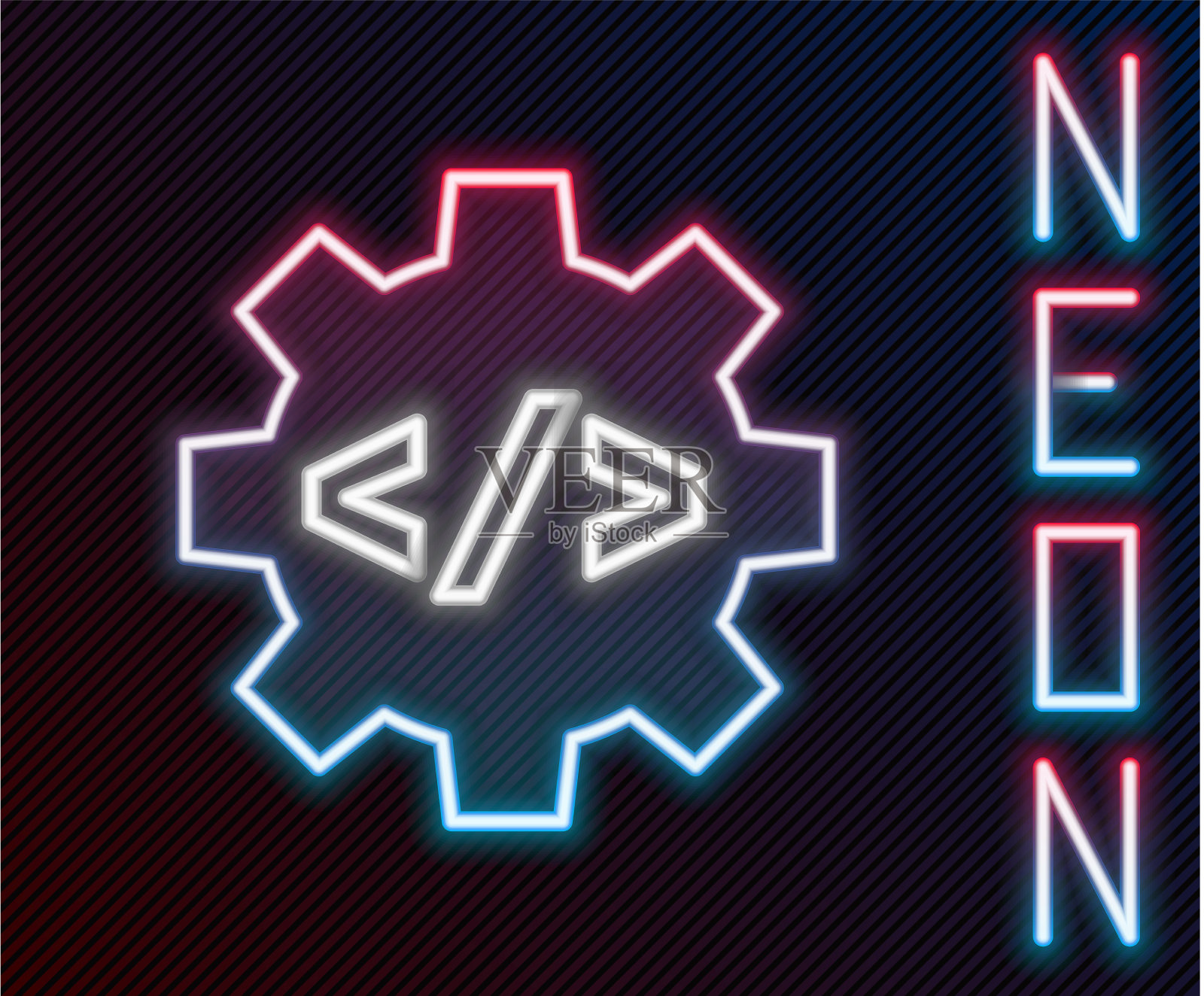 发光霓虹线网页设计和前端插画图片素材