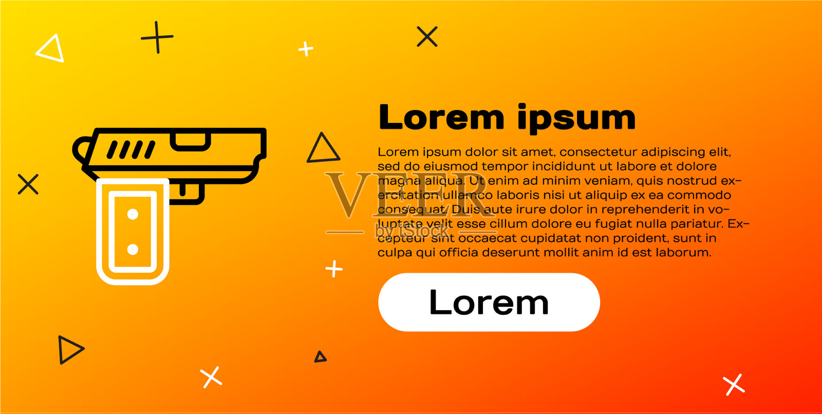 线手枪或枪的图标隔离在黄色插画图片素材