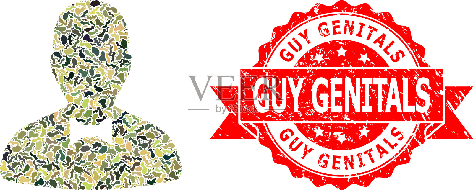 擦伤了男人的生殖器印章和军事插画图片素材