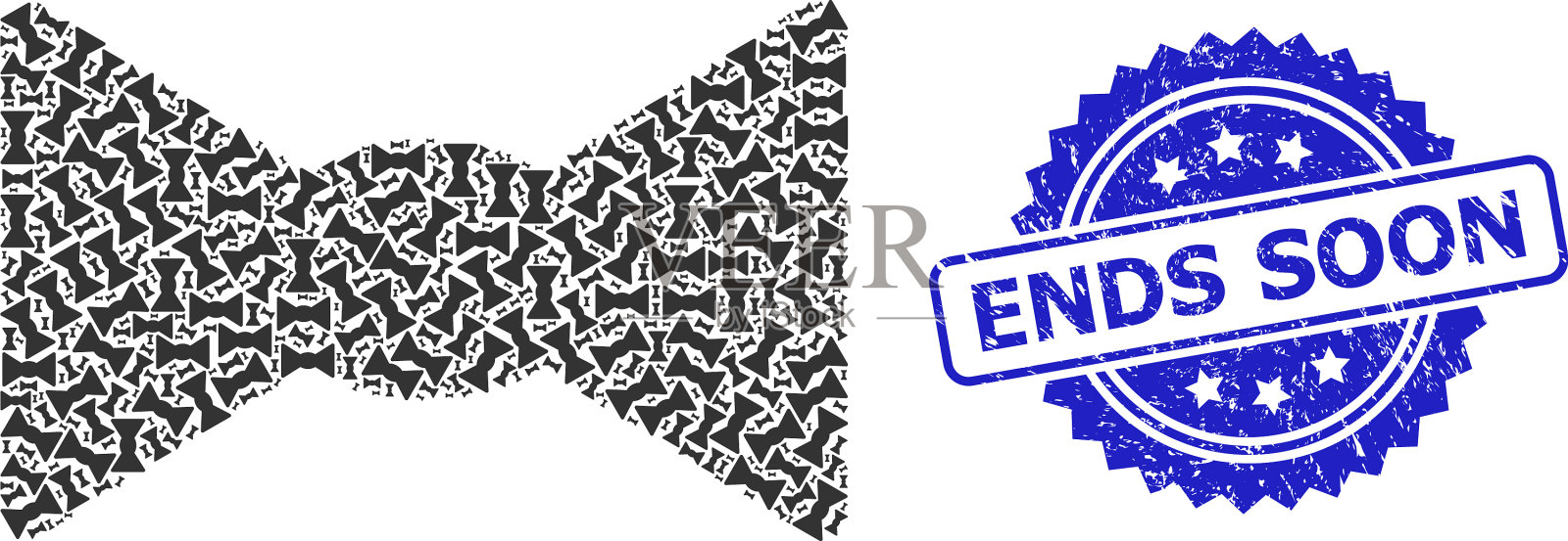 Grunge很快结束水印和递归领结插画图片素材