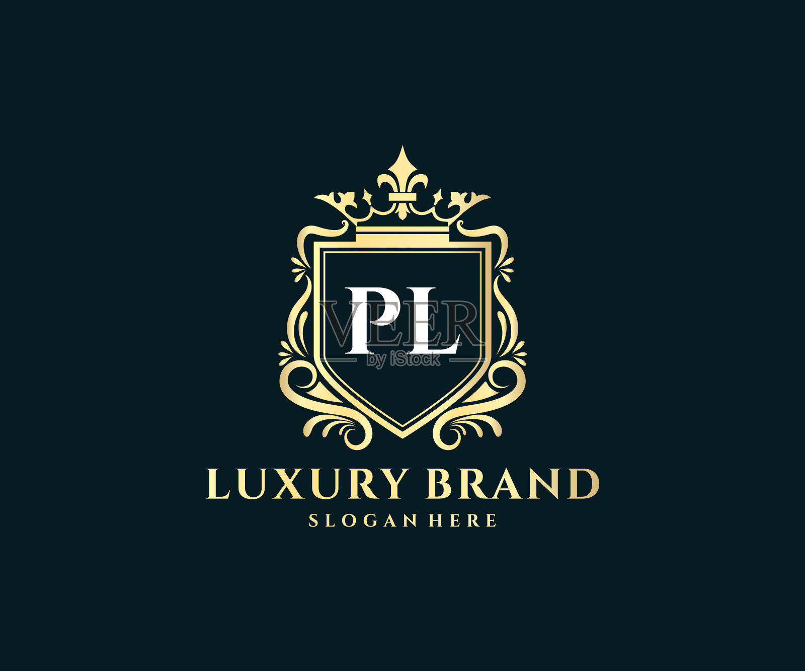 Pl首字母金字女性书法插画图片素材