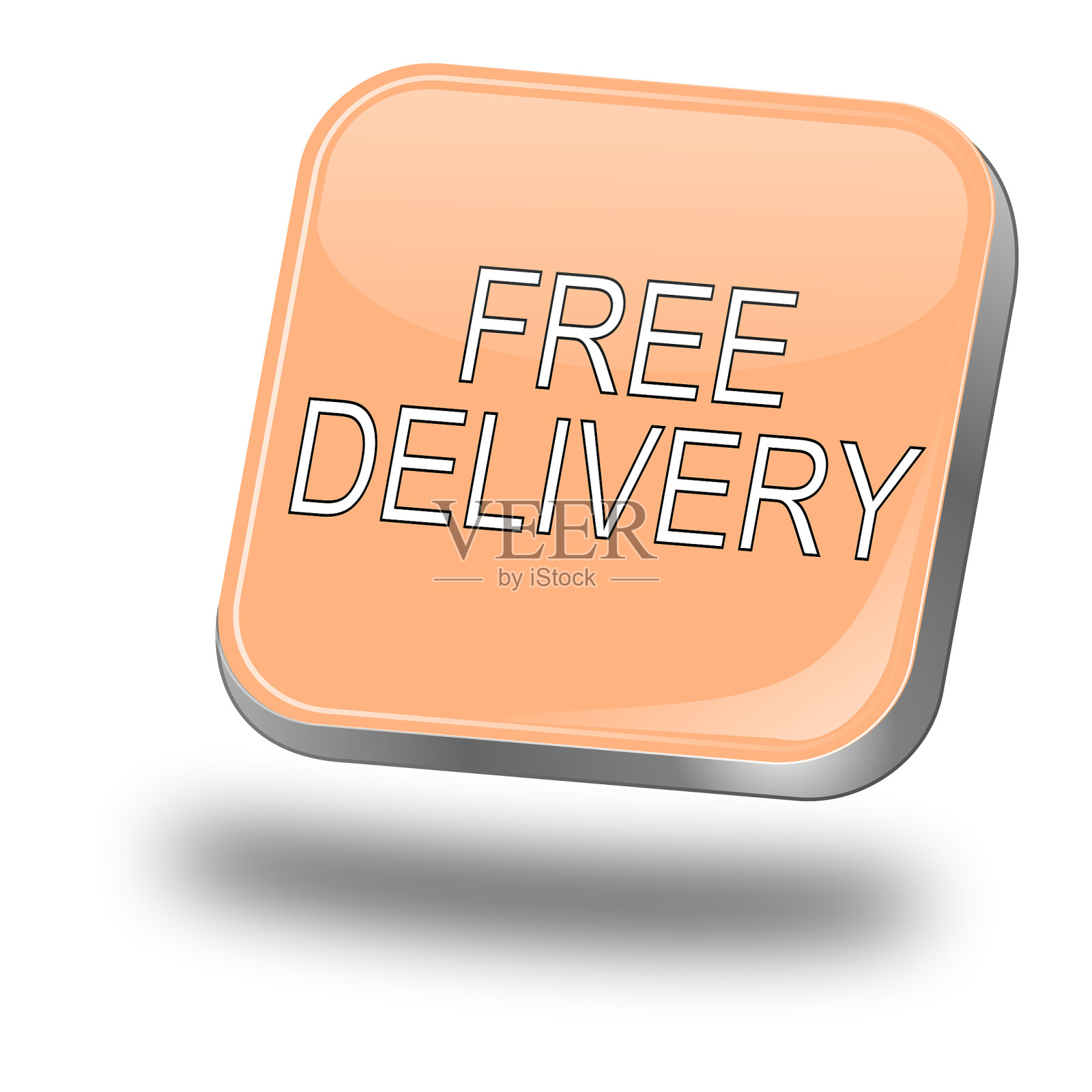 免费交付按钮粉彩橙色- 3D插图照片摄影图片