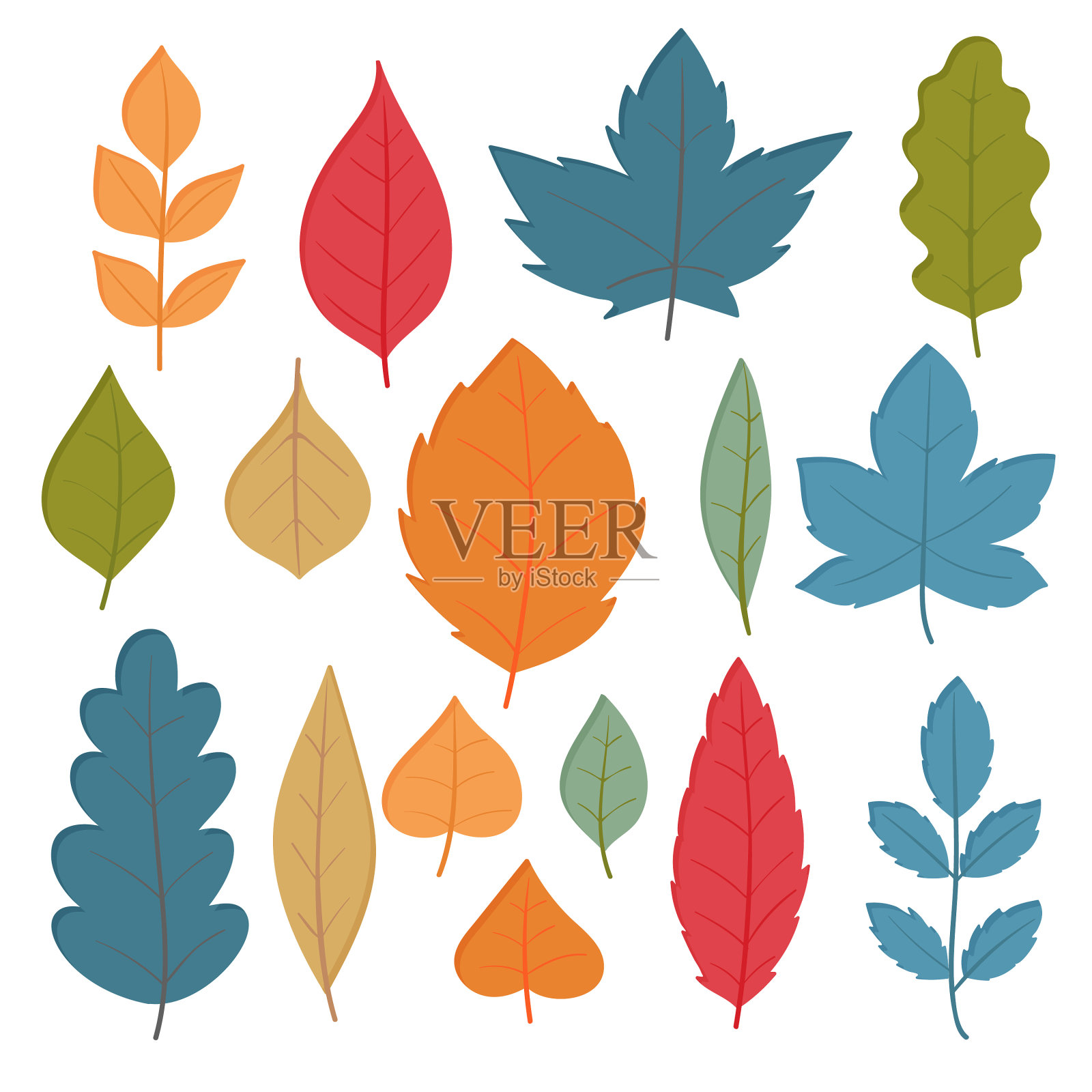 手绘秋叶收集插画图片素材