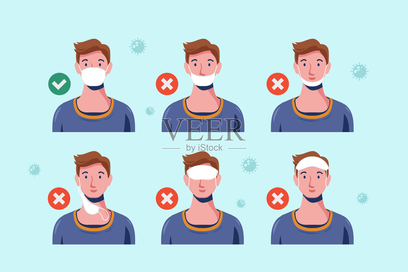 戴口罩是对还是错插画图片素材