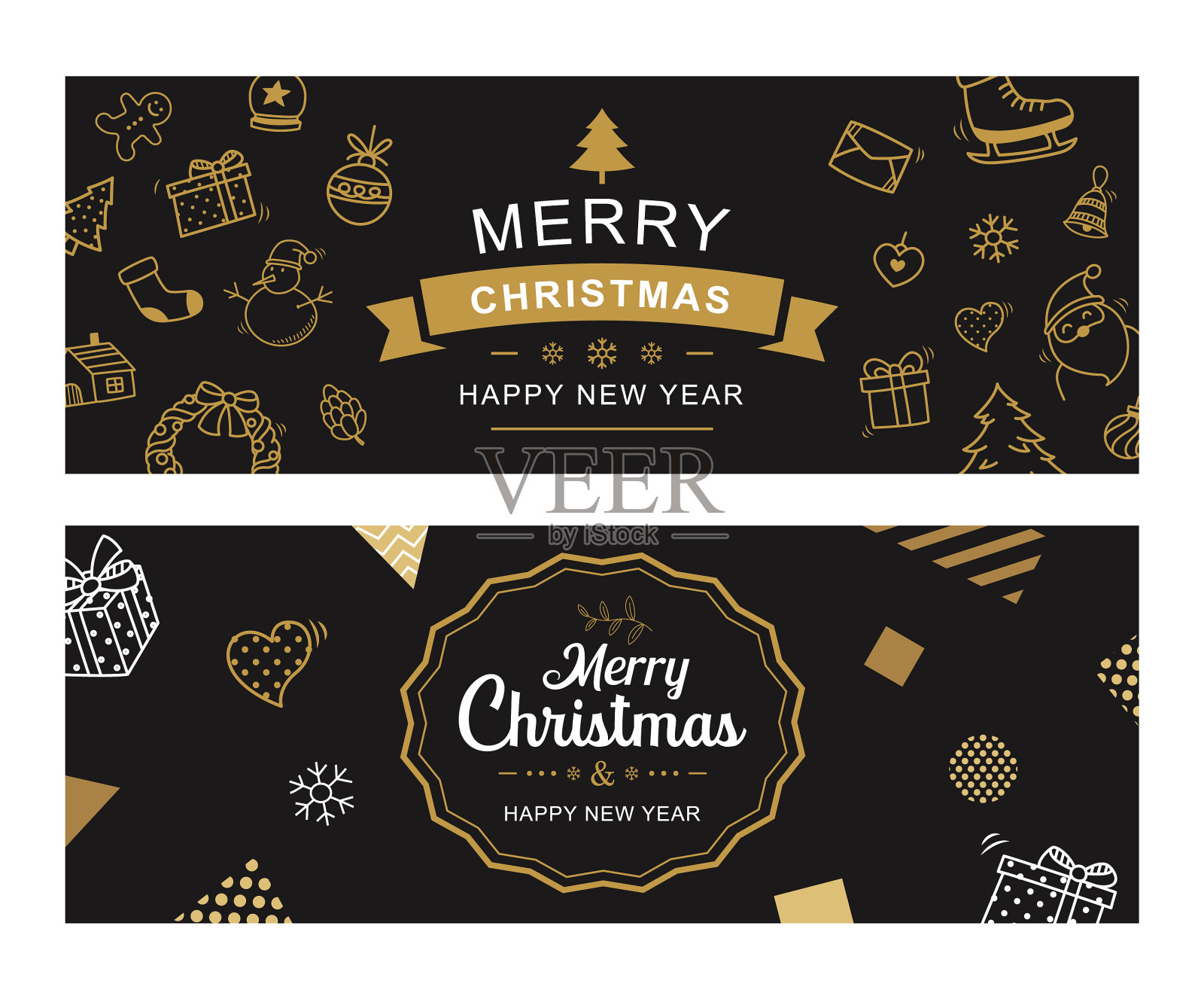 圣诞快乐，恭贺新禧插画图片素材