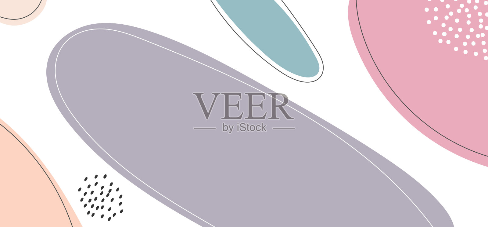 抽象手绘有机形状组成美丽的粉彩颜色在白色的背景插画图片素材