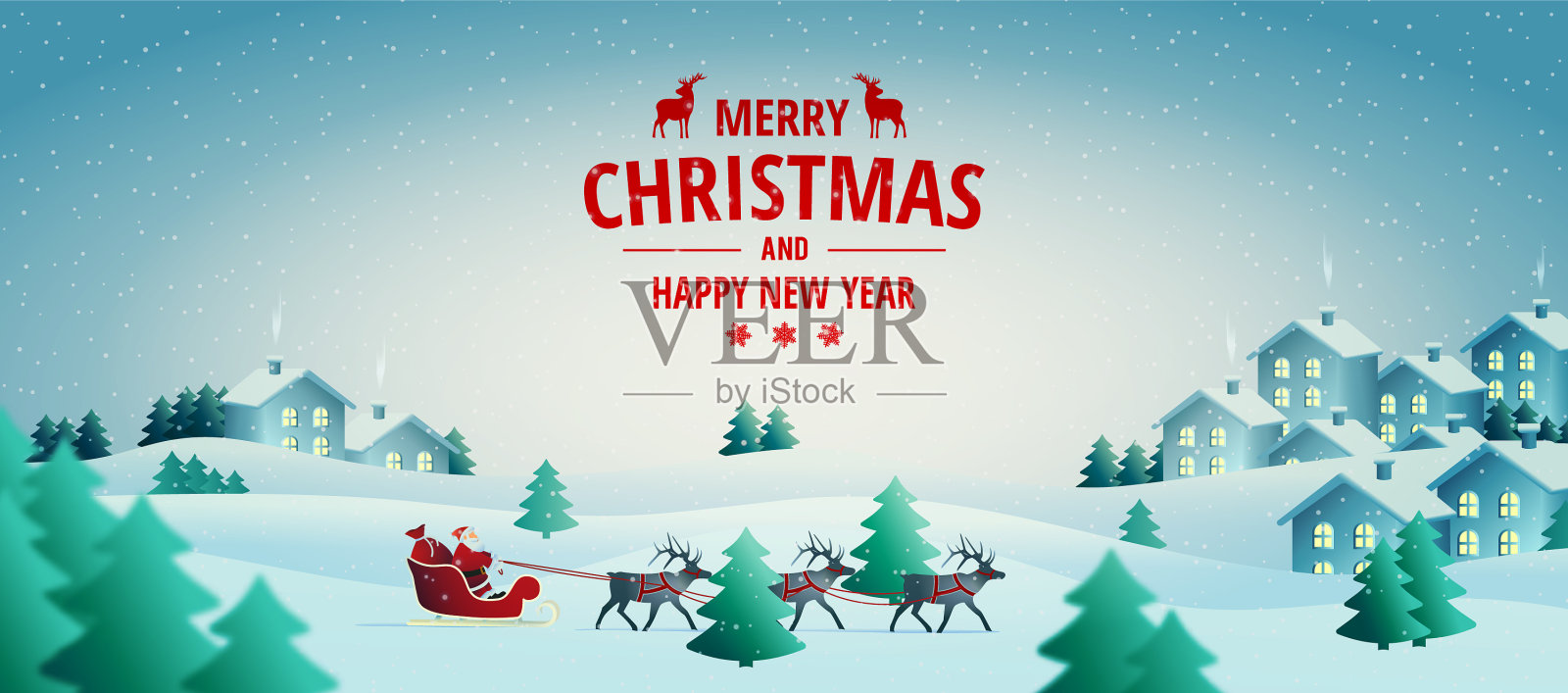 圣诞快乐卡插画图片素材