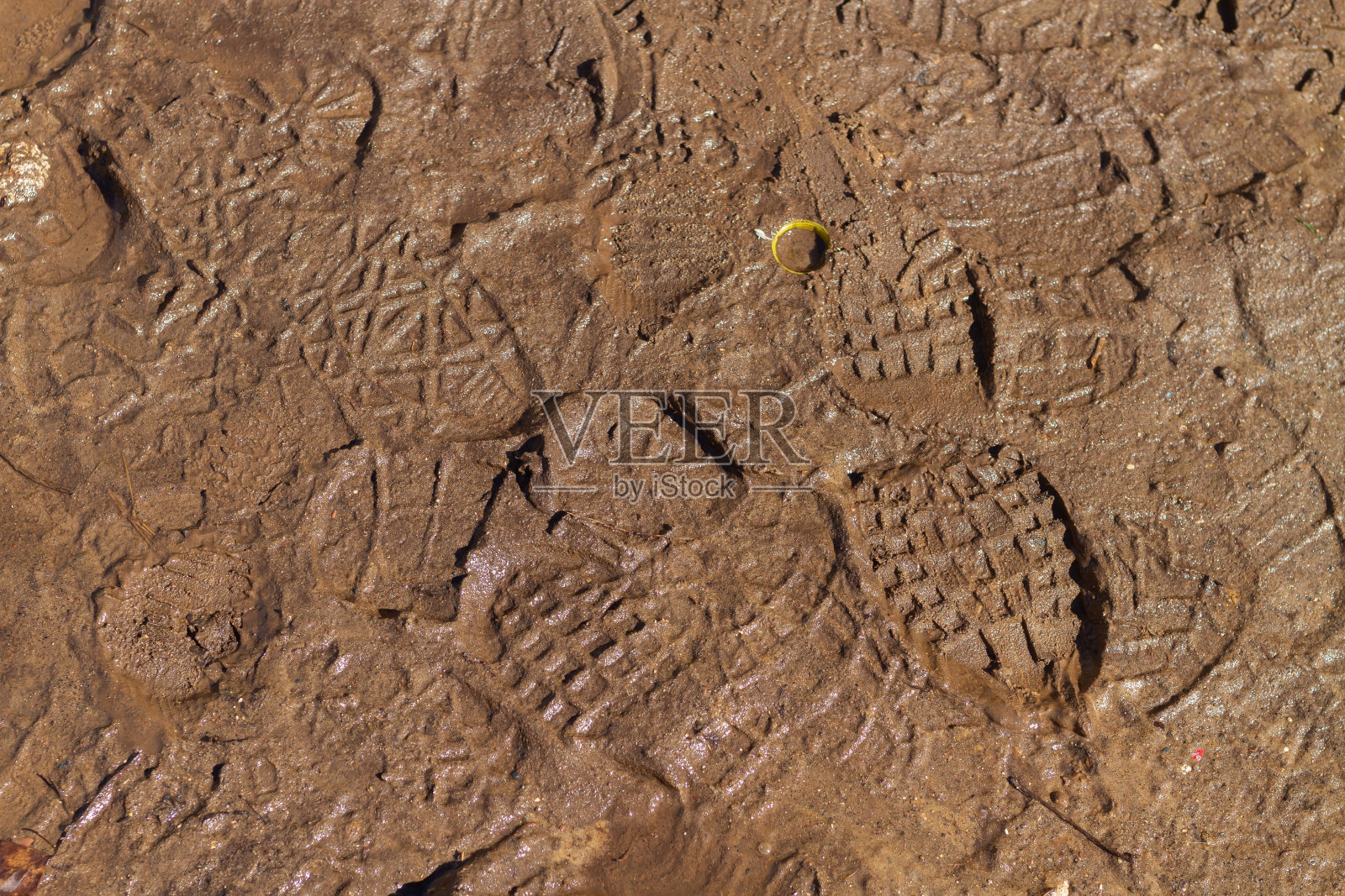 人们的脚印在秋天或春天的泥土里照片摄影图片