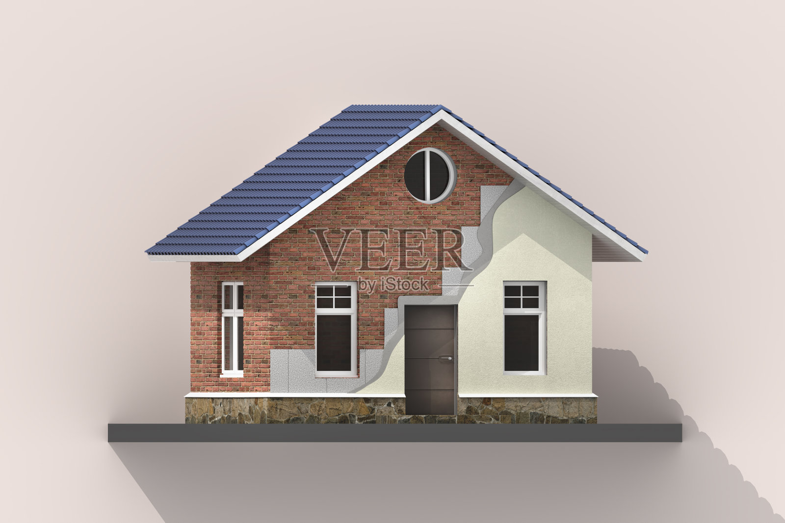 房屋隔热概念，房屋3d插图照片摄影图片