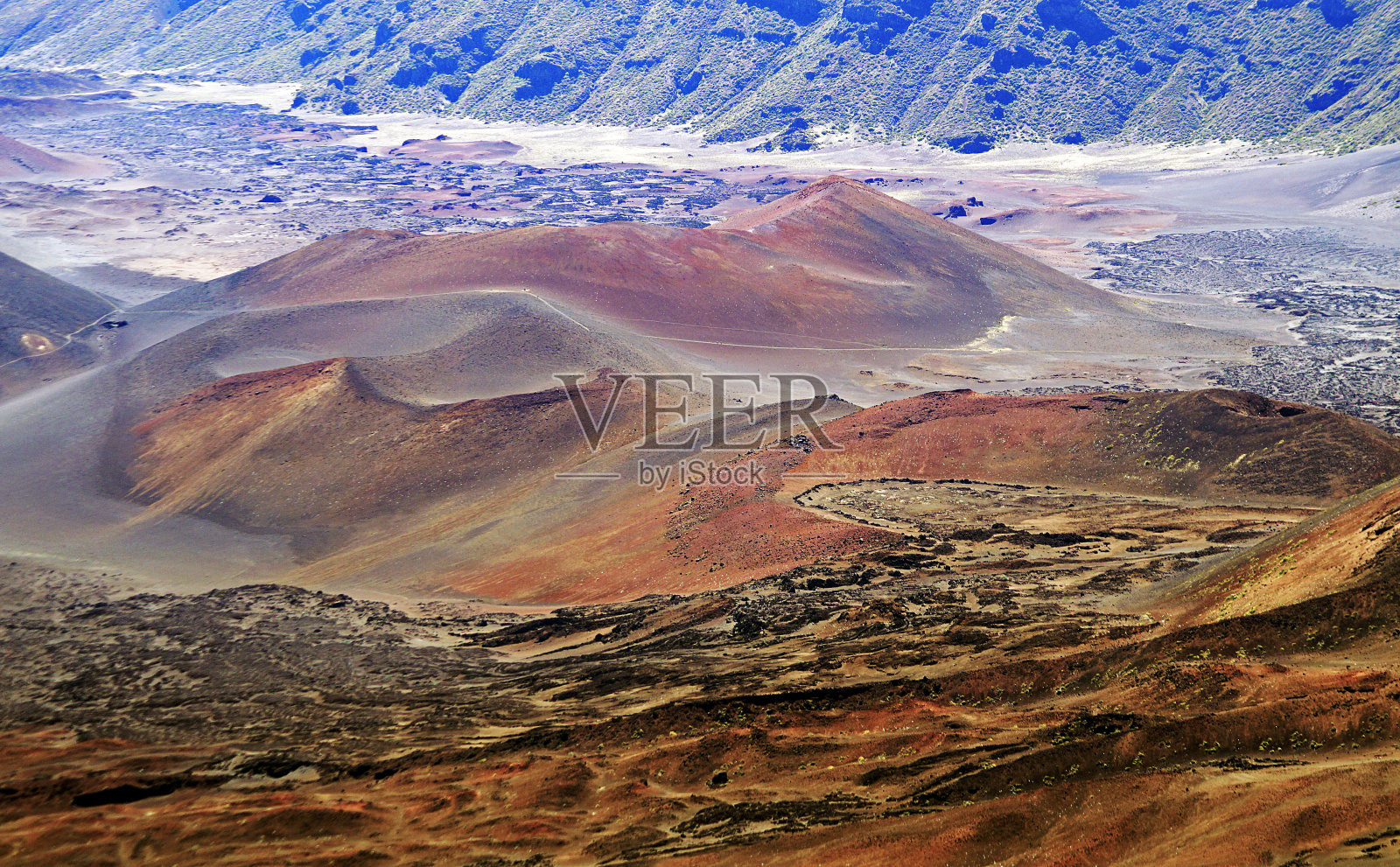 哈雷阿卡拉火山。美国夏威夷毛伊岛的月球景观照片摄影图片