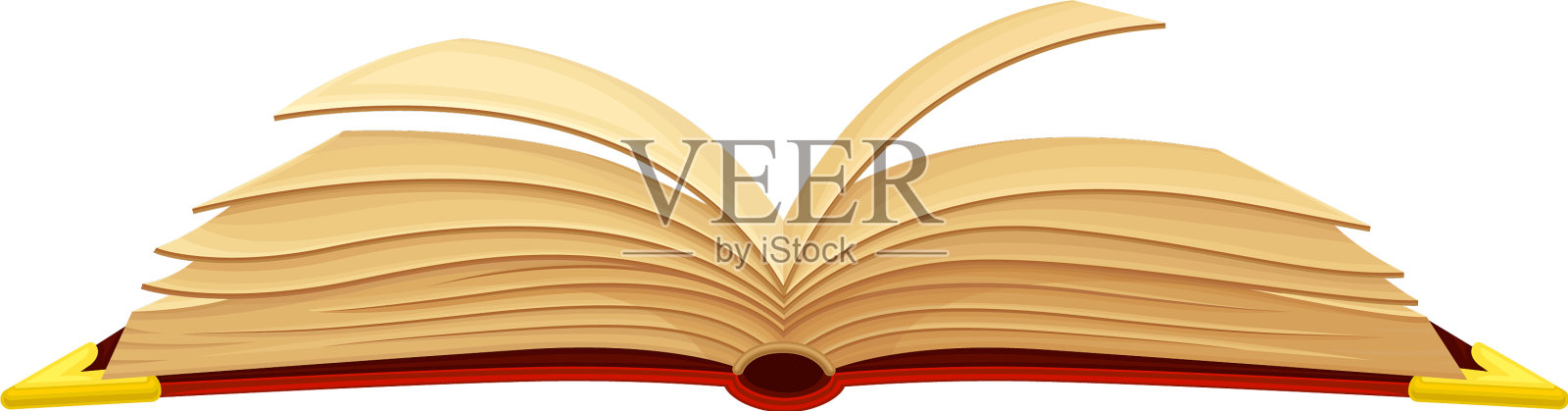 打开一本黄页的精装旧书插画图片素材