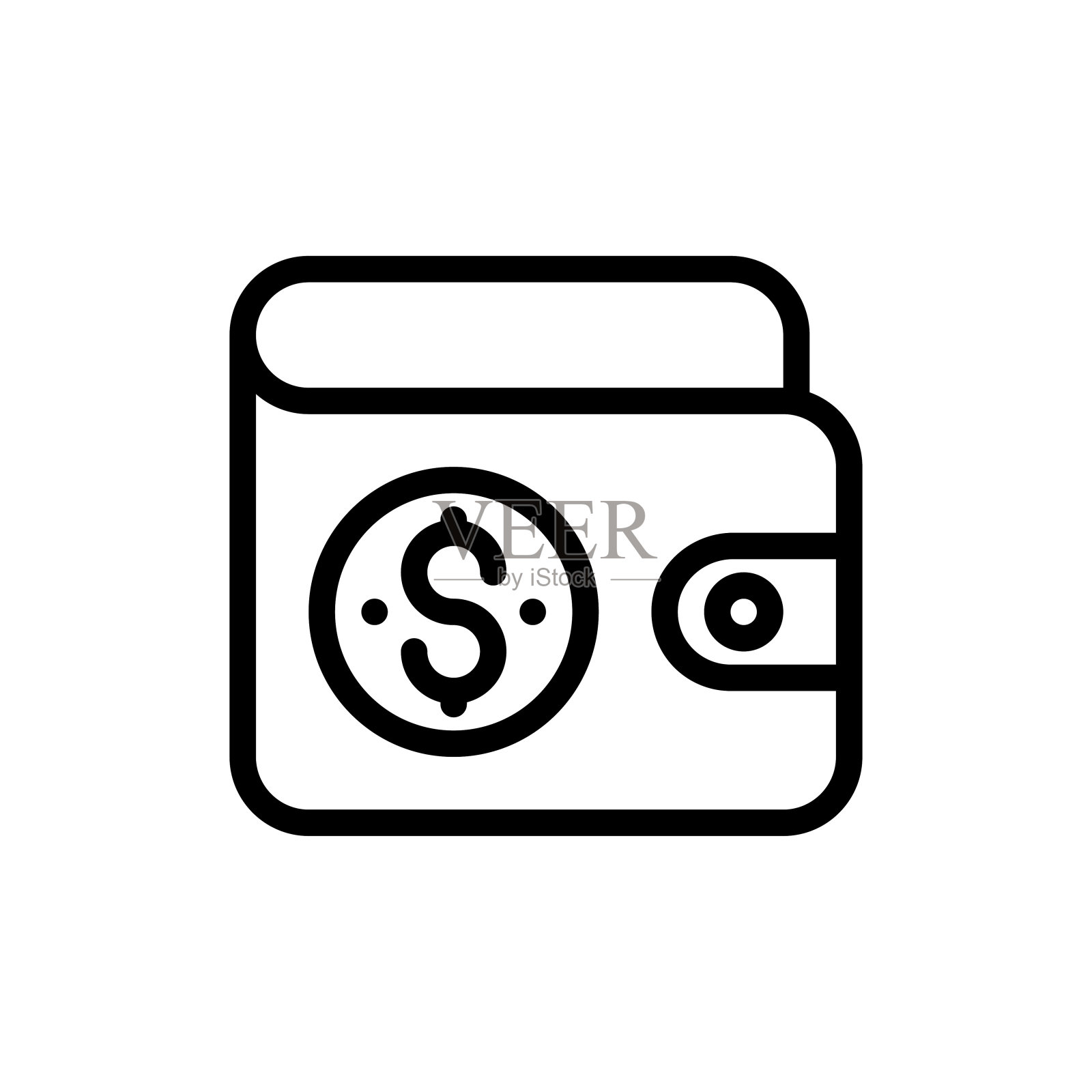 钱包矢量轮廓图标风格插图。EPS 10个文件插画图片素材