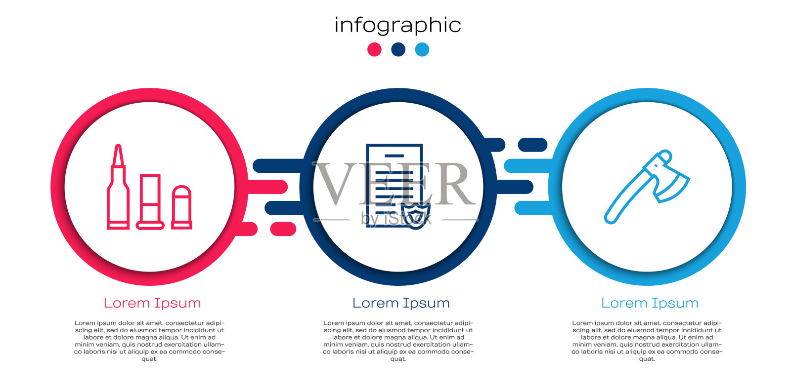 设定线子弹，枪支许可证和木制斧头。业务信息模板。向量设计模板素材