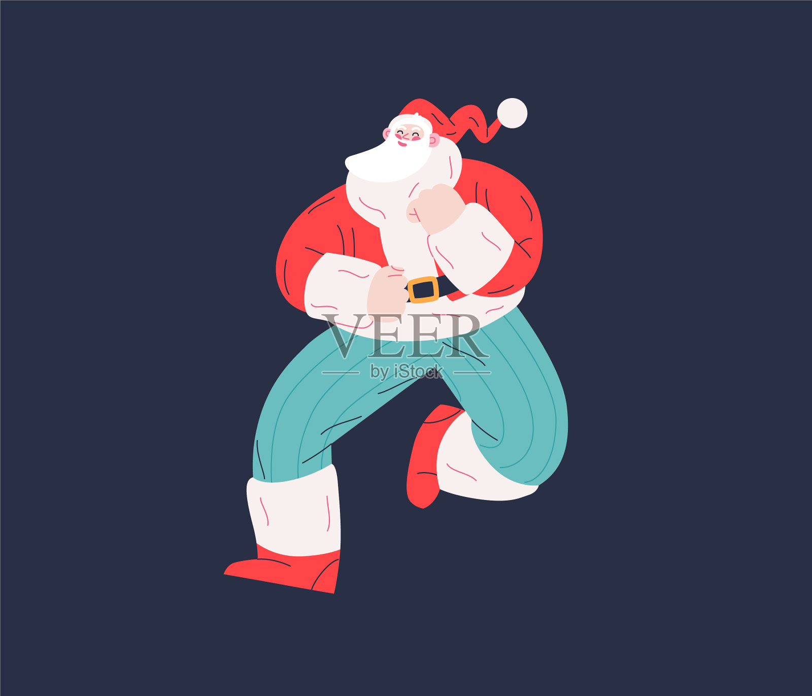 跳舞的圣诞老人-圣诞和新年晚会插画图片素材