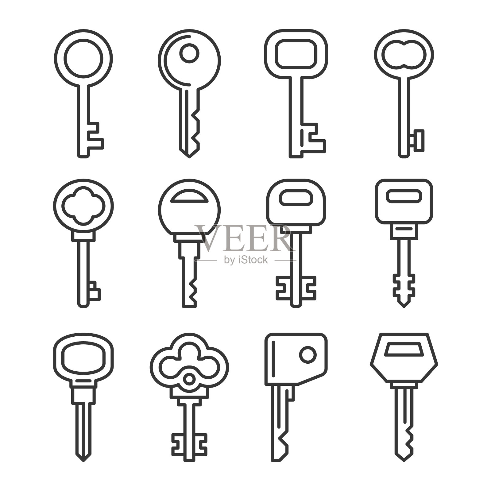 复古和现代的按键图标设置图标素材