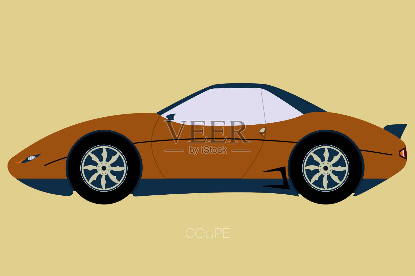 轿跑车插图侧视图，汽车侧视图，汽车，机动车辆，完全可编辑插画图片素材