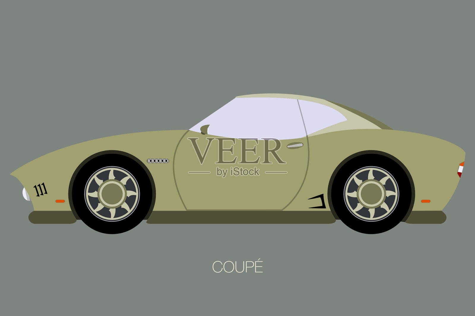 硬顶车，矢量平面设计车，侧视图车，汽车，完全可编辑插画图片素材